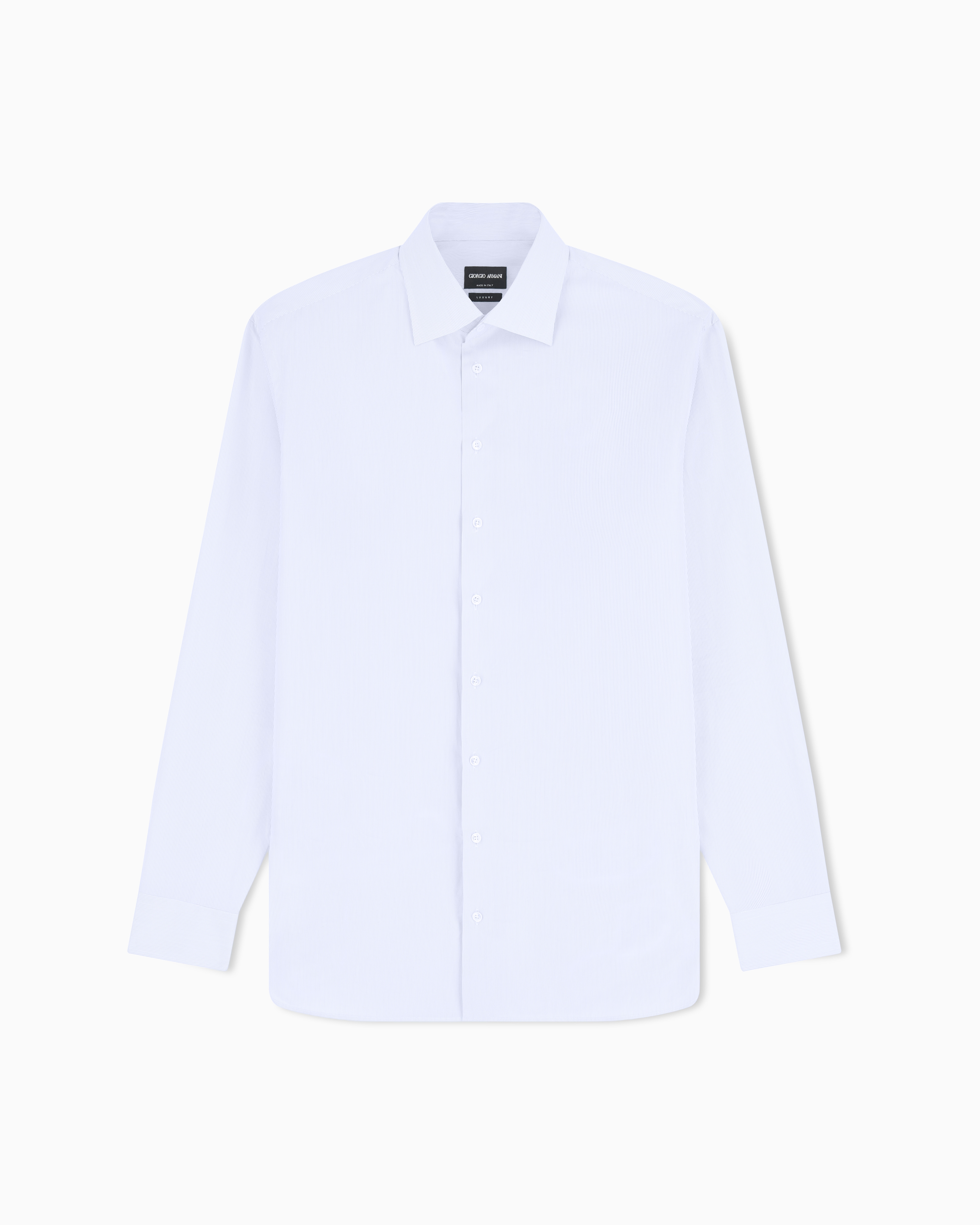 Giorgio Armani Light Blue Regular-Fit Shirt In Luxury Striped Cotton
