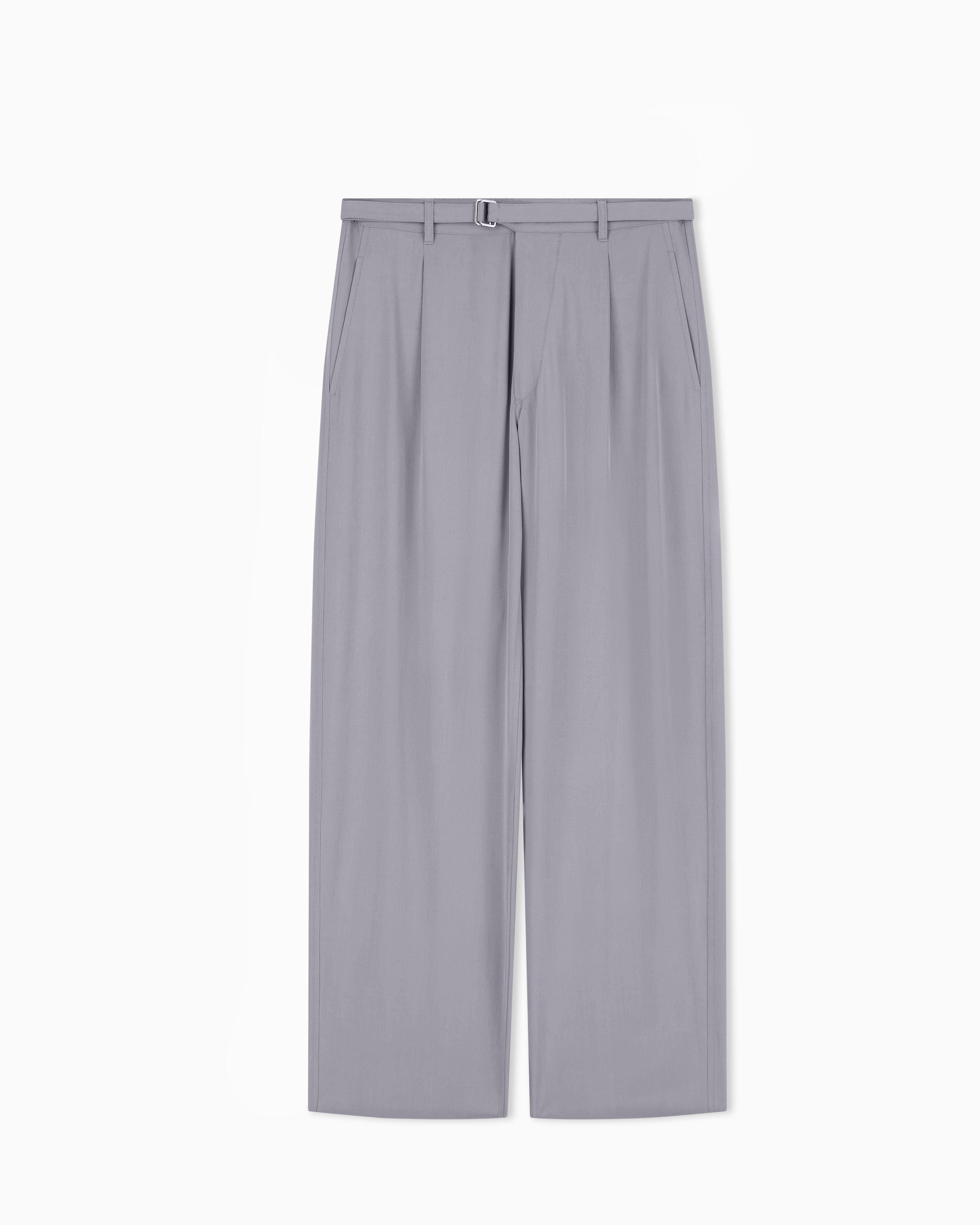 Giorgio Armani Grey Silk And Linen Single-Pleat Trousers