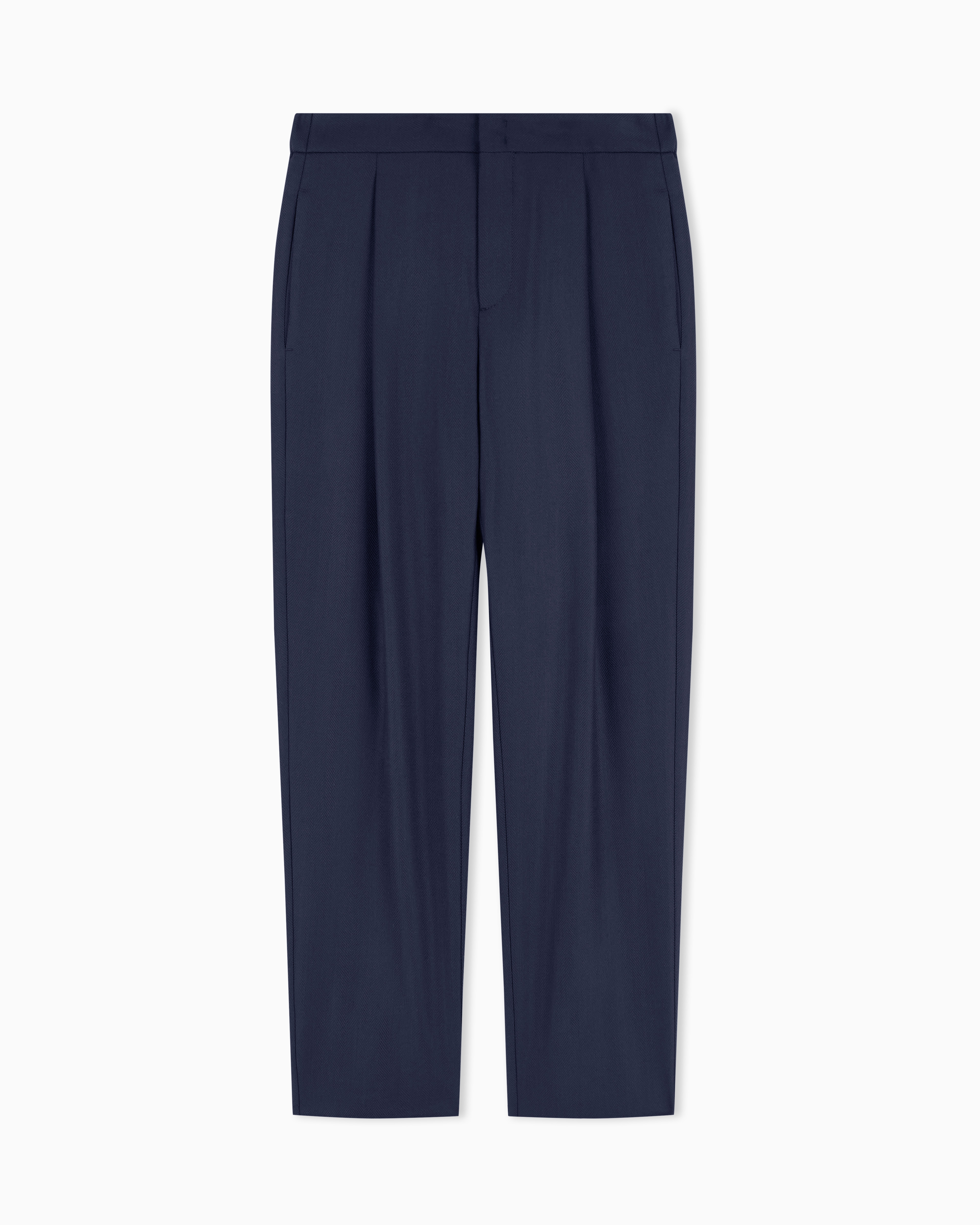 Giorgio Armani Blue Wool And Cashmere Chevron Trousers