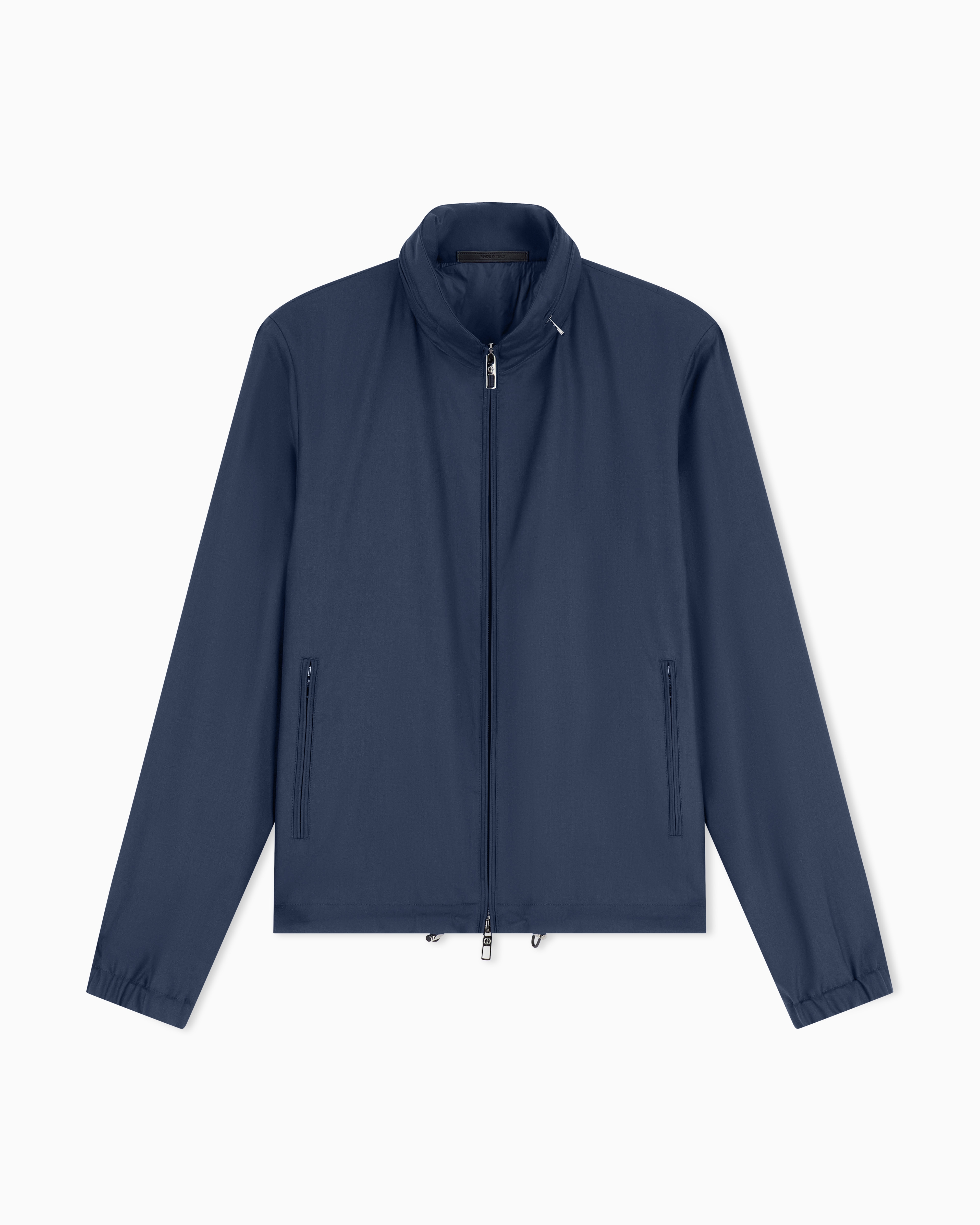 Giorgio Armani Navy Blue Cashmere Gabardine Blouson With A Hidden Hood Icon