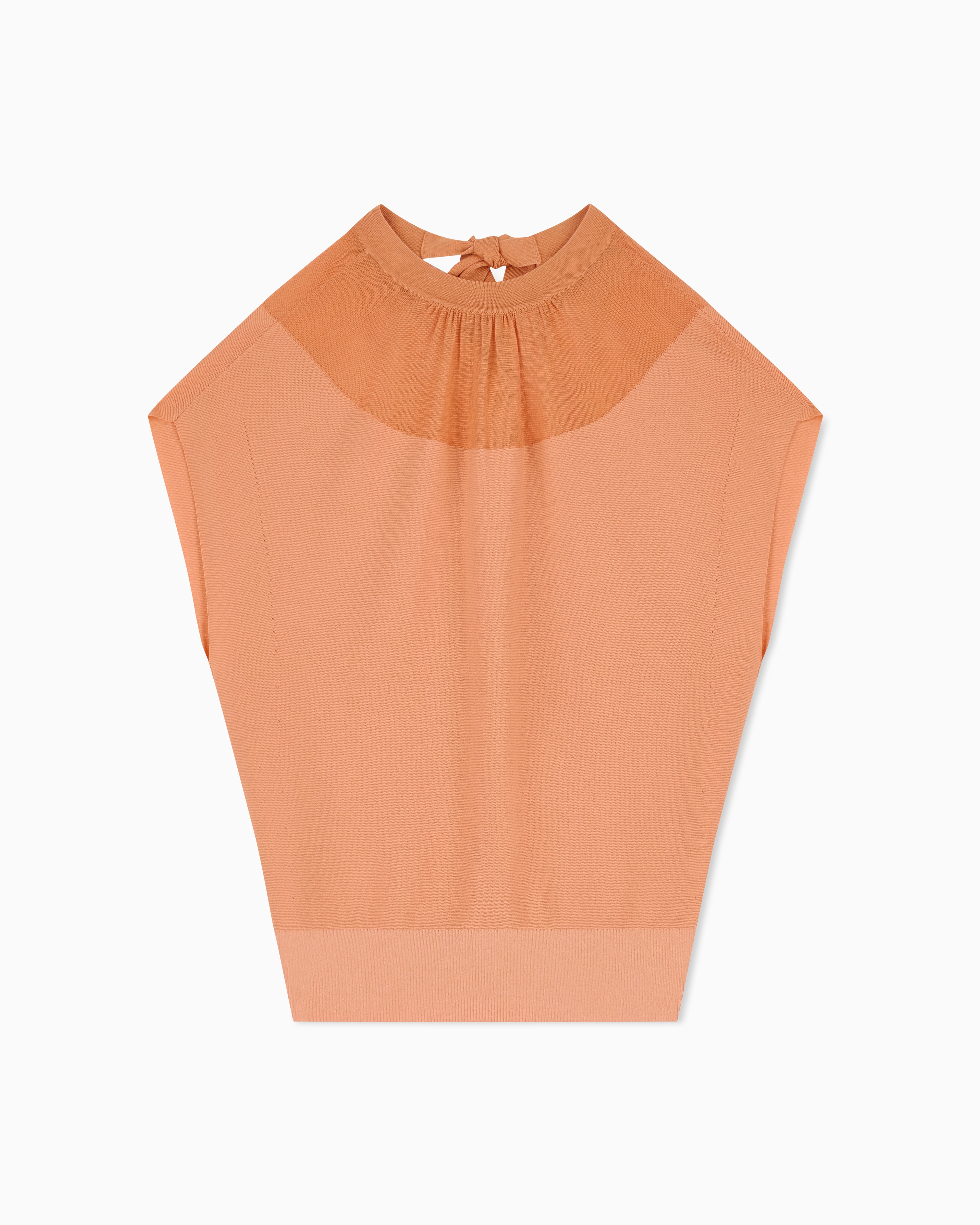 Emporio Armani Orange Links Stitch Lyocell-Blend Jumper With Yoke