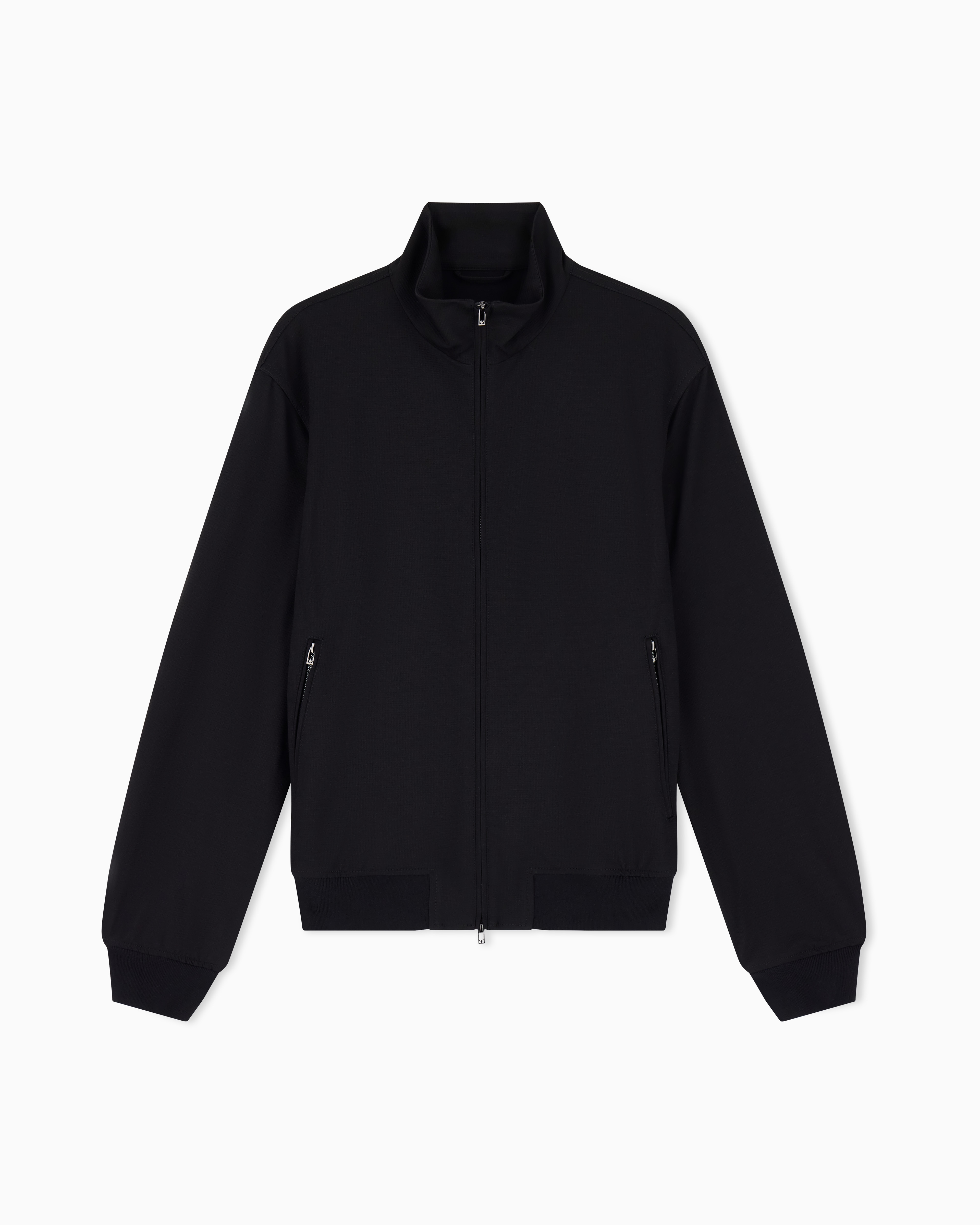 Emporio Armani Black Blouson In Waffle-Effect Armure Fabric