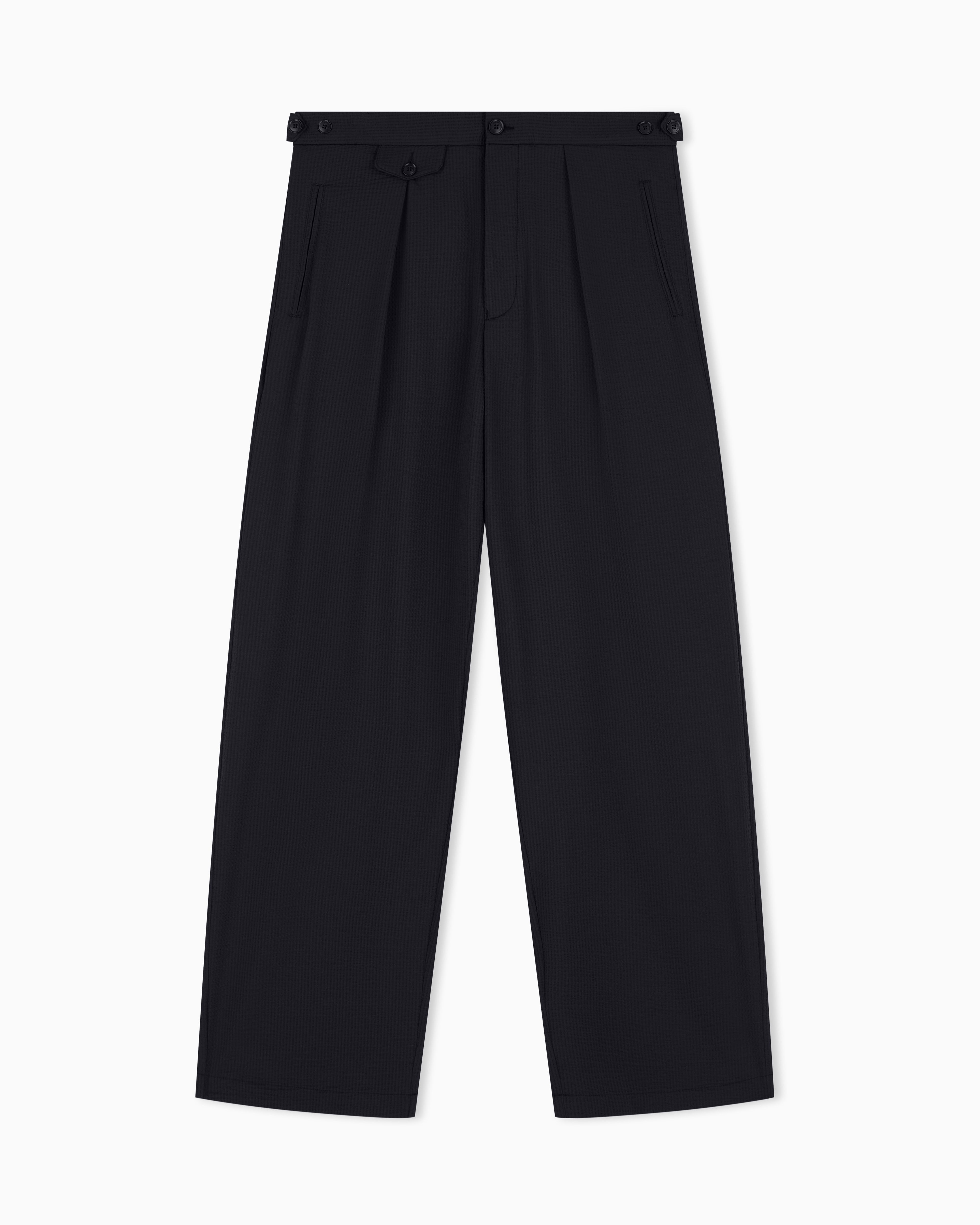 Emporio Armani Navy Blue Icon Technical Seersucker Trousers