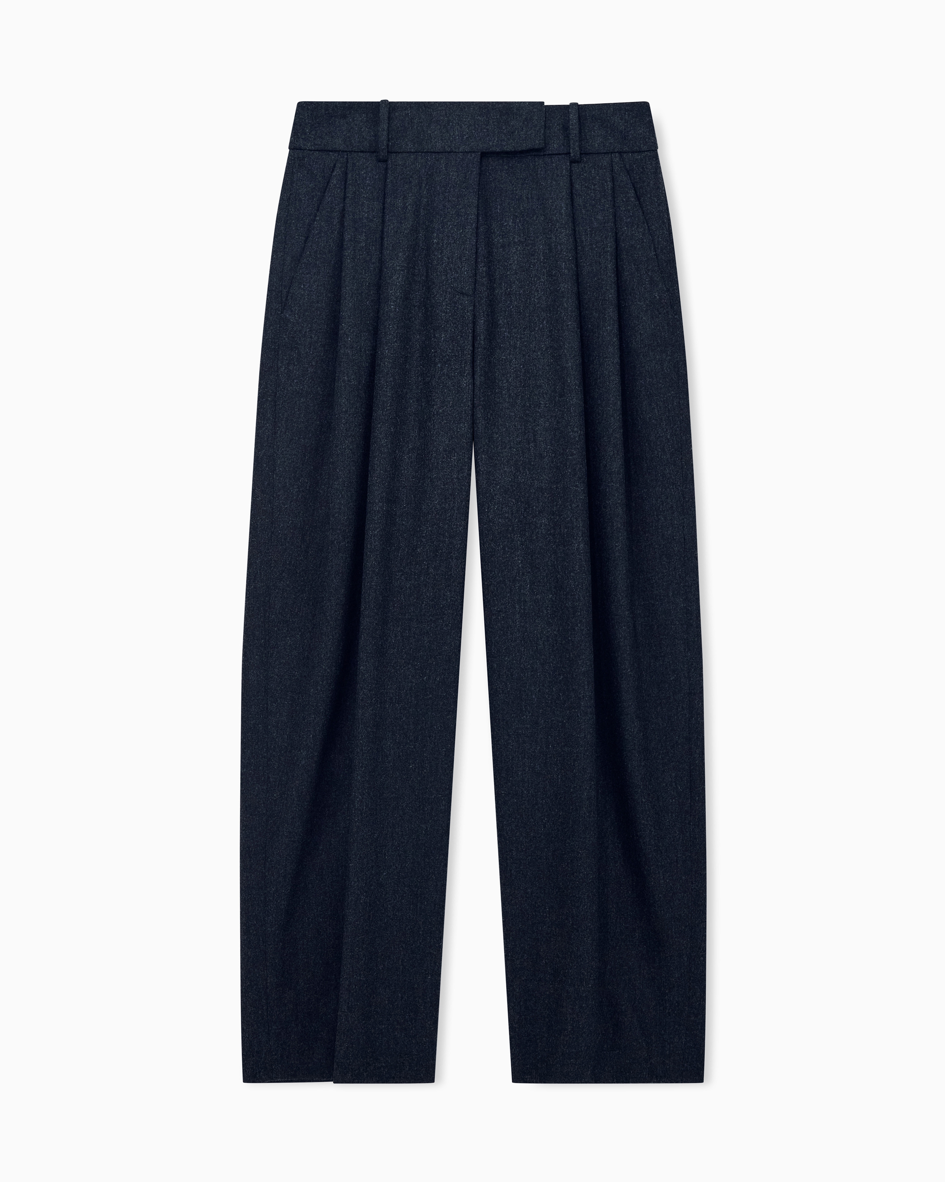 Giorgio Armani Women's Grey Wide-Leg Trousers In Wool And Cashmere Flannel With Pleats