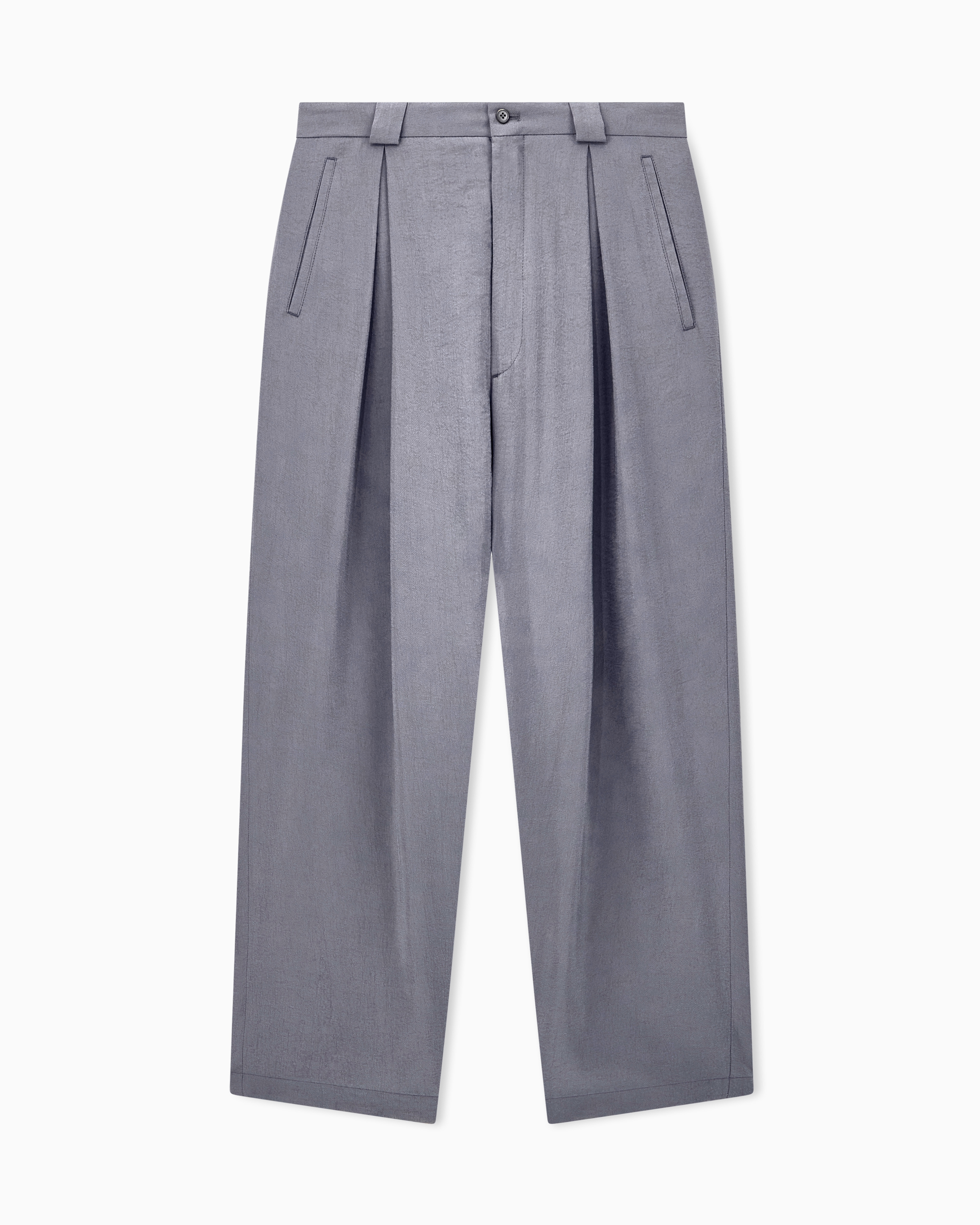 Giorgio Armani Grey Oversized Trousers In A Washed Silk Blend