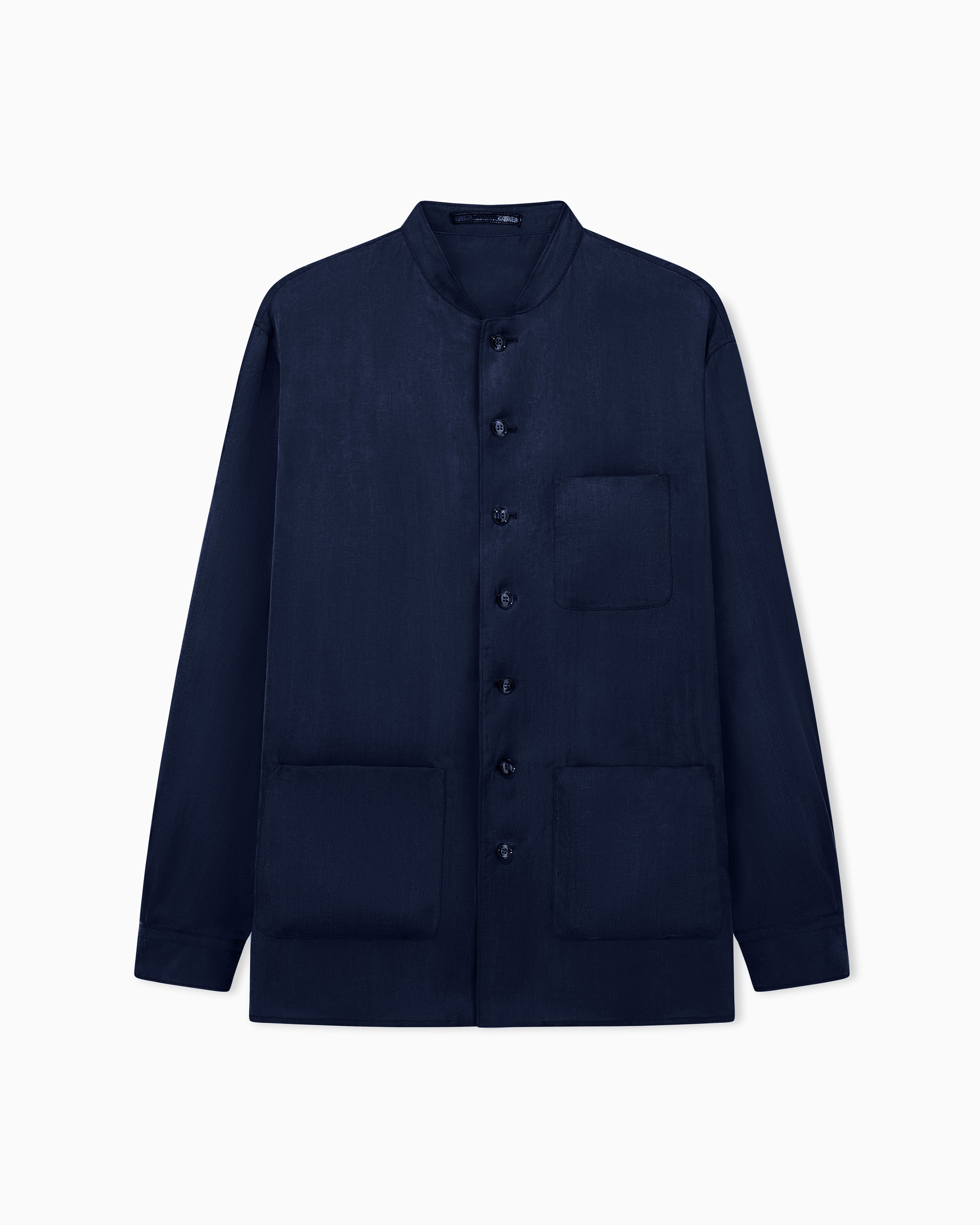 Giorgio Armani Camicia Over In Raso Di Lyocell Con Collo Alla Coreana