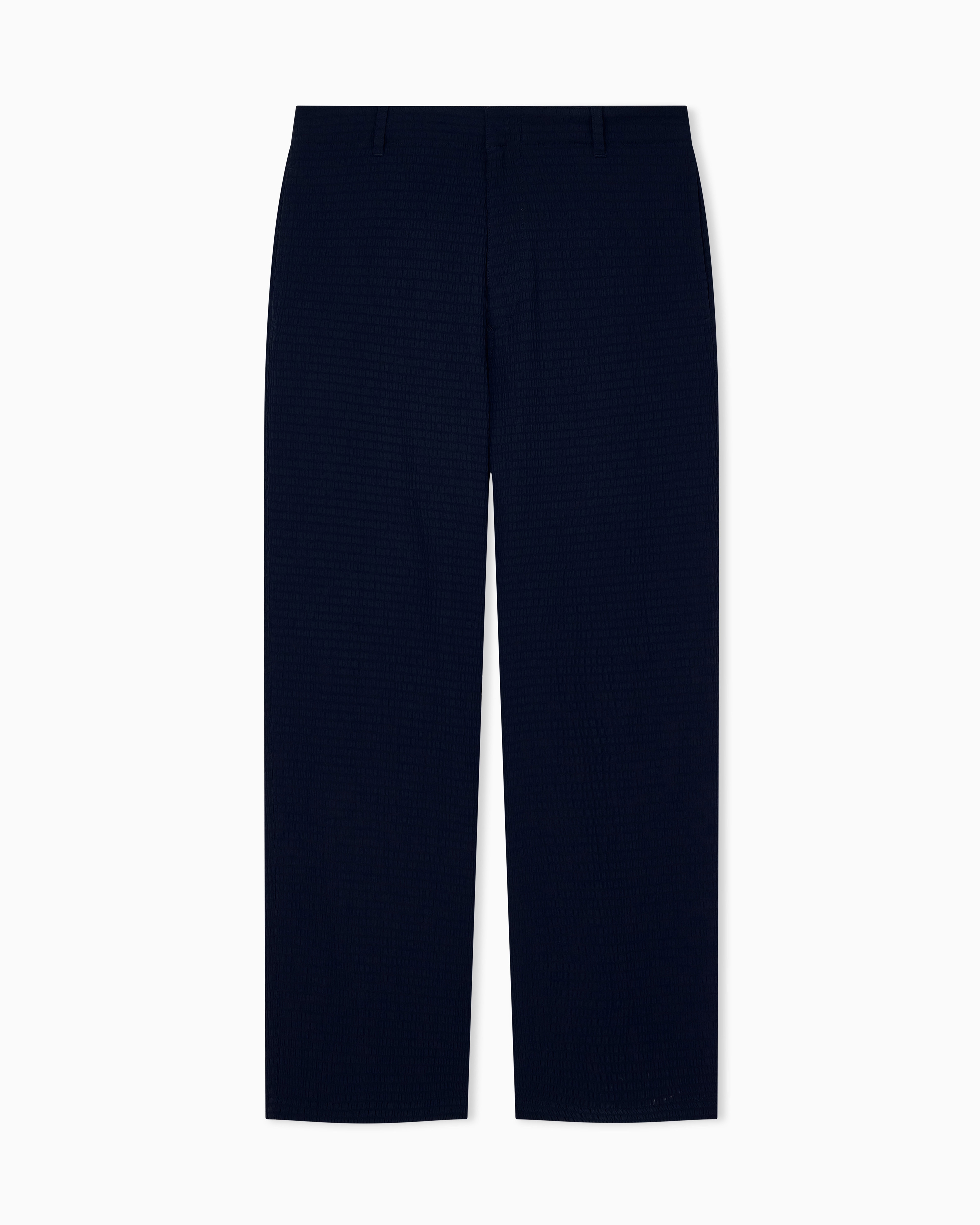 Giorgio Armani Blue Trouser Oversized Fit In Viscose And Cupro Seersucker