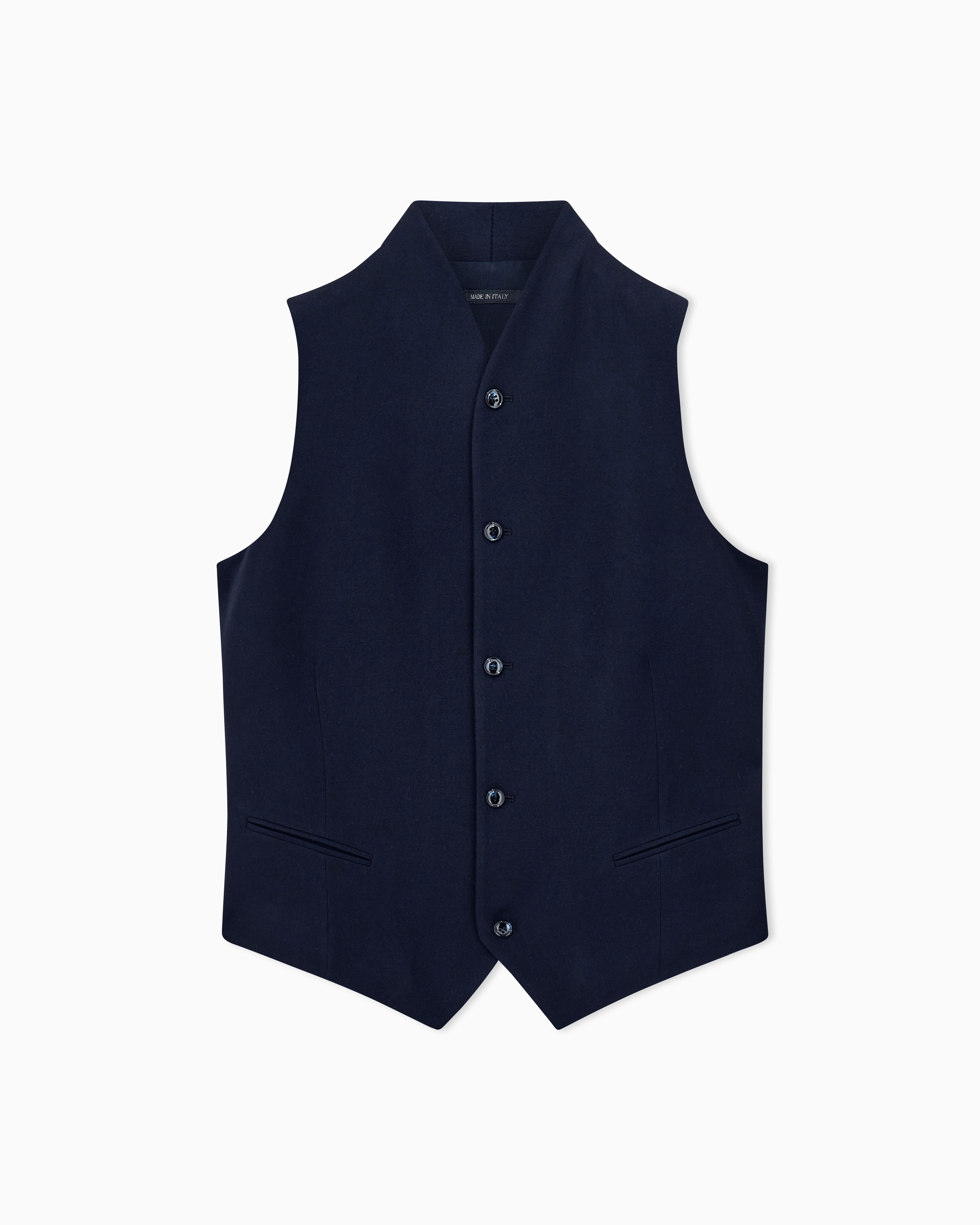 Giorgio Armani Navy Blue Waistcoat Regular Fit In Fluid Virgin Wool
