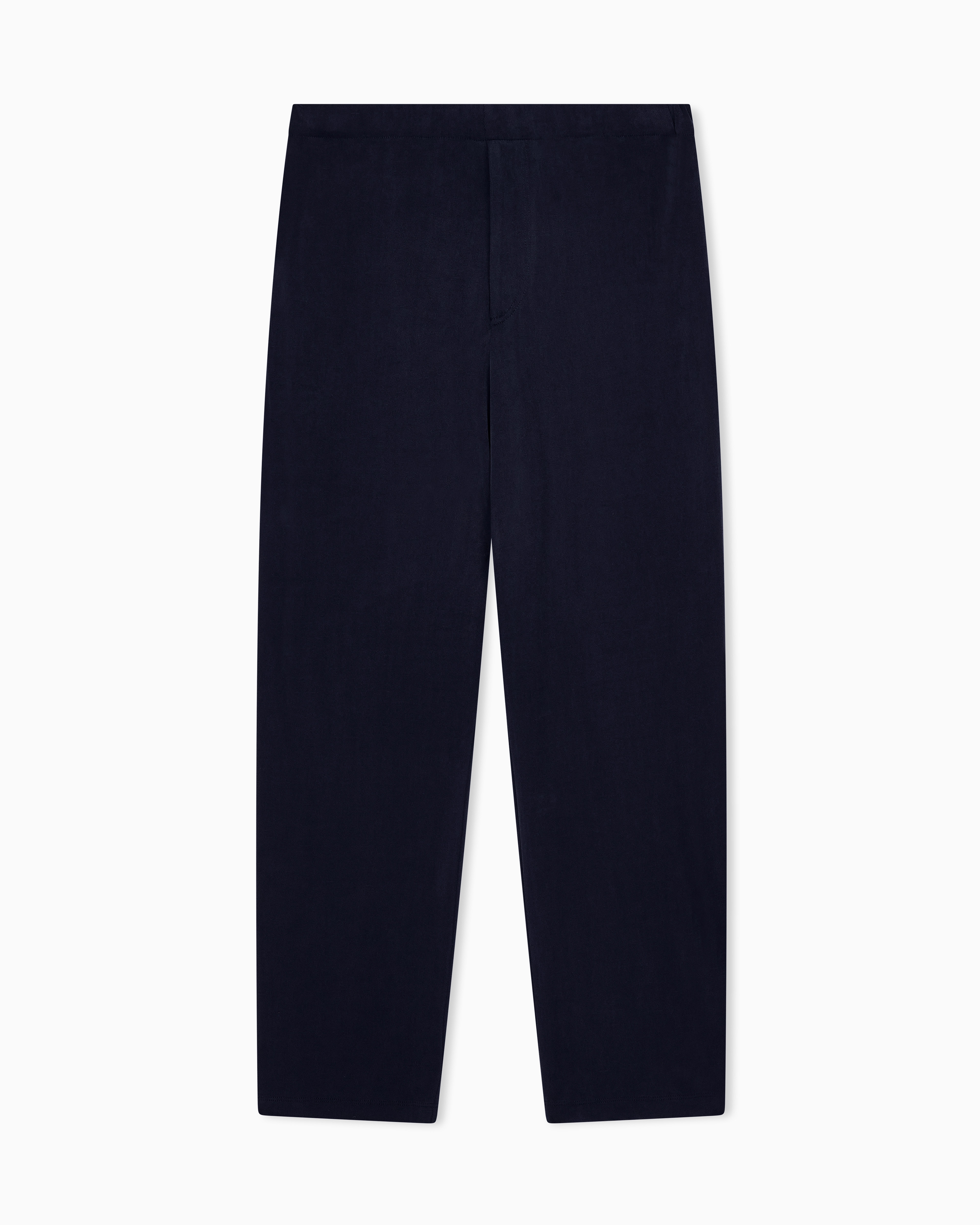 Giorgio Armani Navy Blue Trousers Regular Fit In Washed Cupro Pique