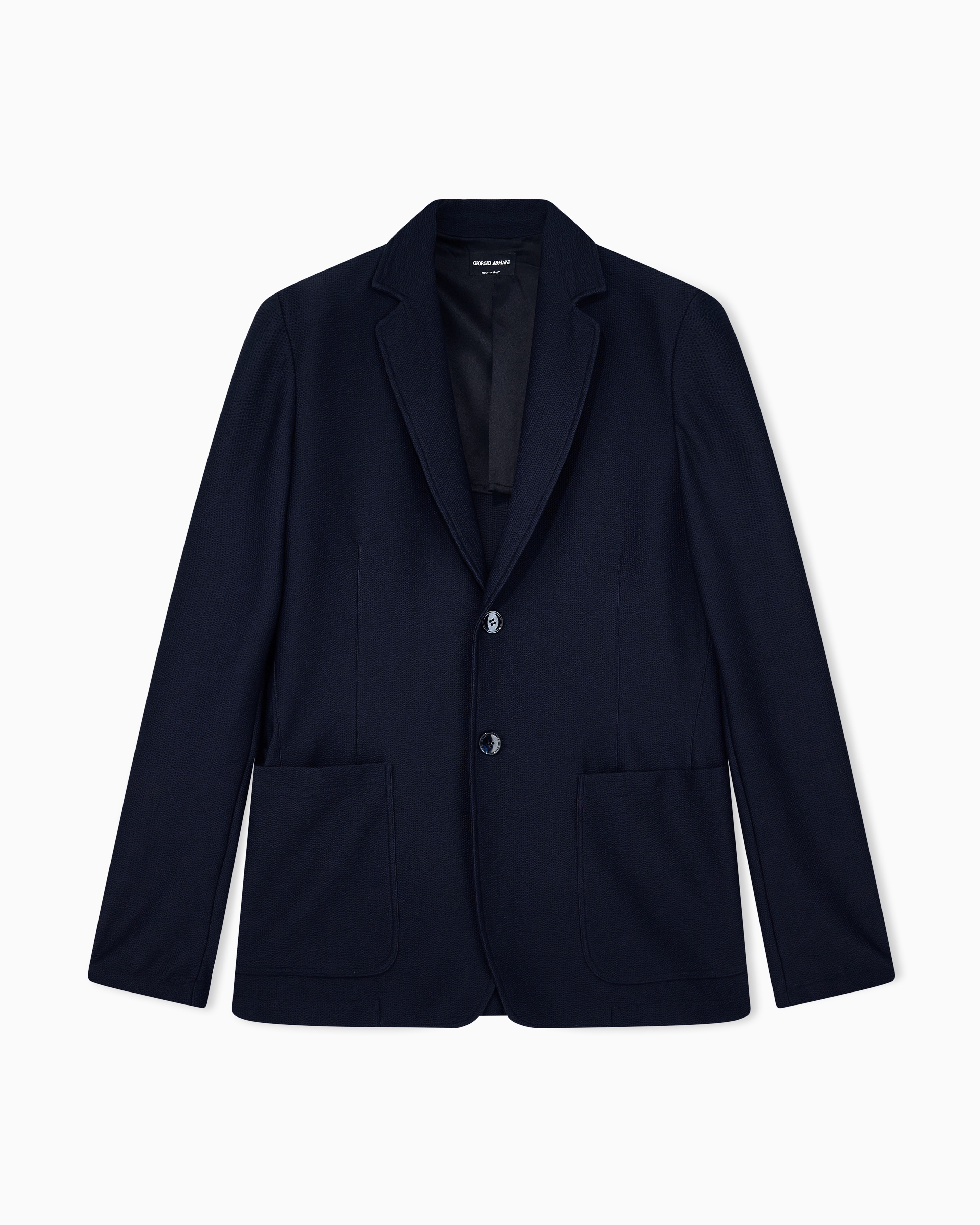 Giorgio Armani Navy Blue Blazer Regular Fit In Technical Seersucker Jersey
