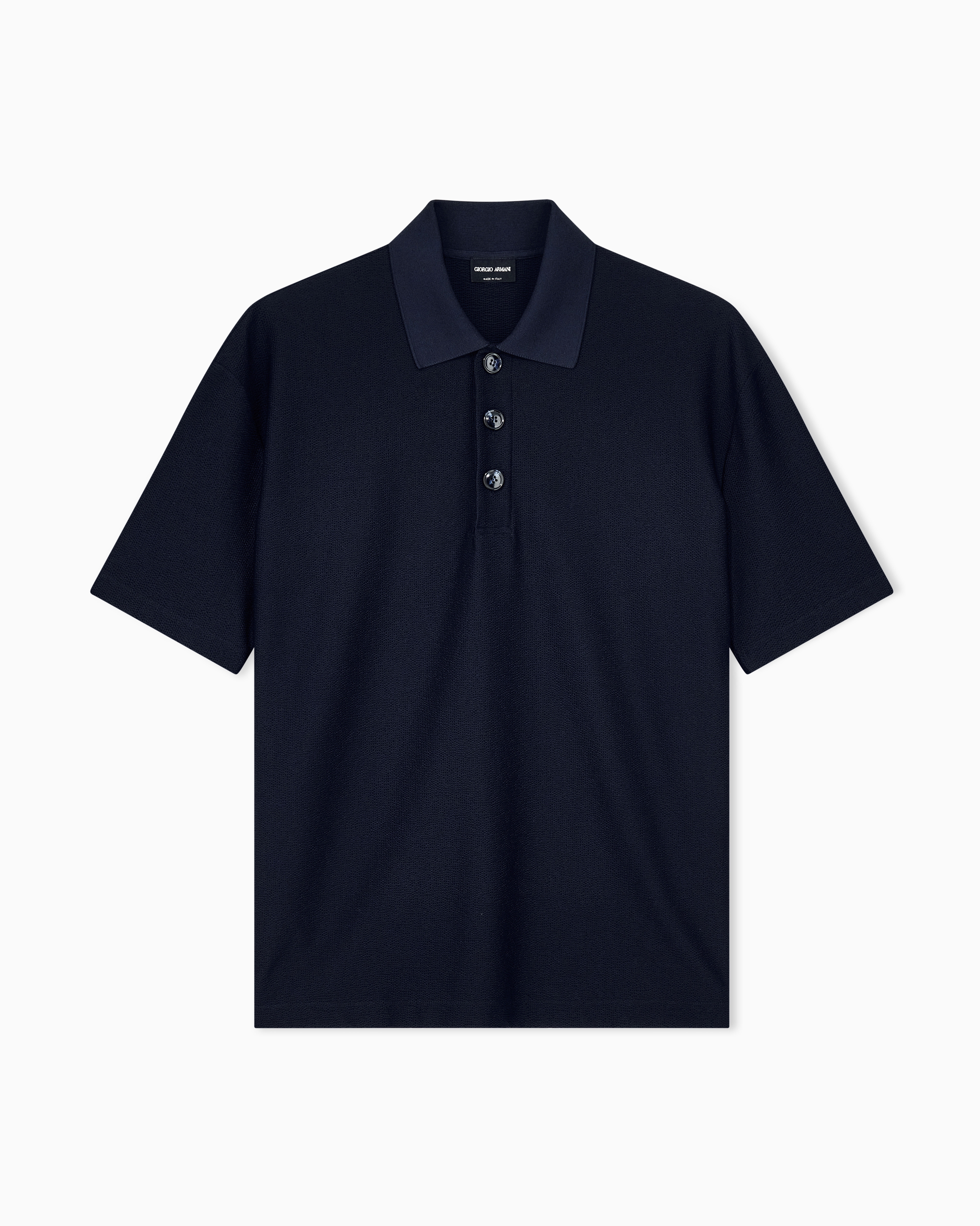Giorgio Armani Navy Blue Polo Shirt Regular Fit In Technical Seersucker