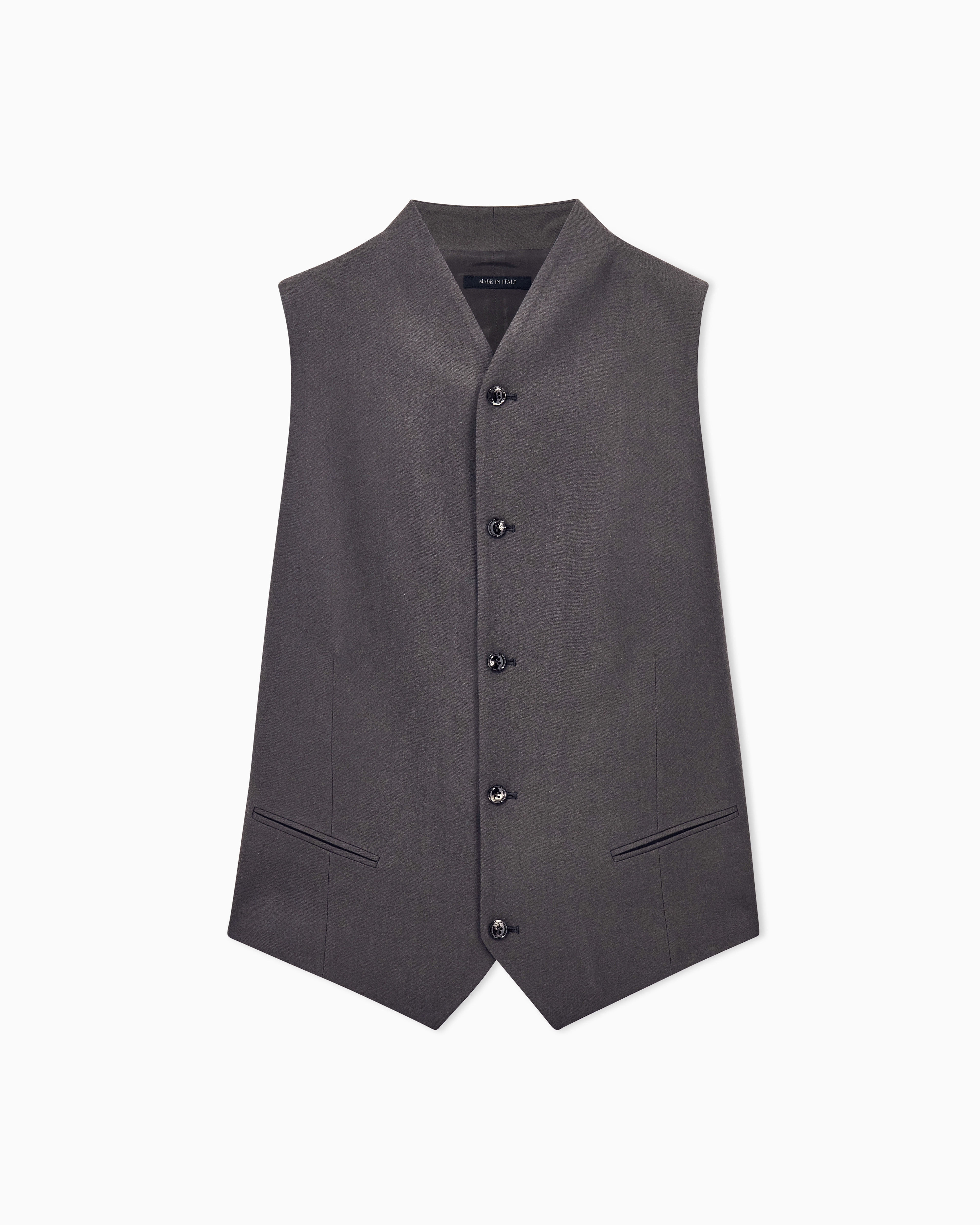 Giorgio Armani Grey Waistcoat Regular Fit In Fluid Virgin Wool