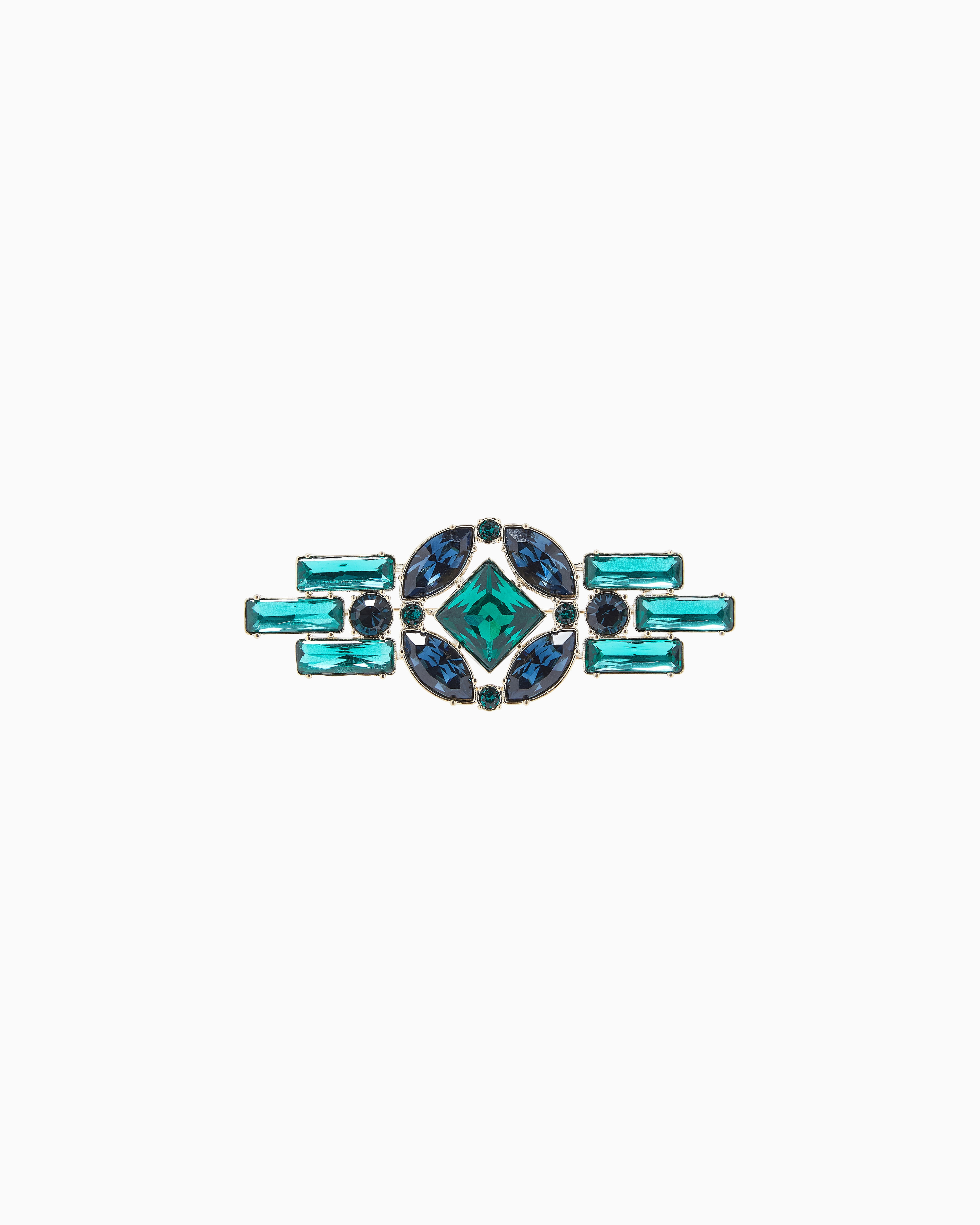 Giorgio Armani Green Brooch With Swarovski Crystals