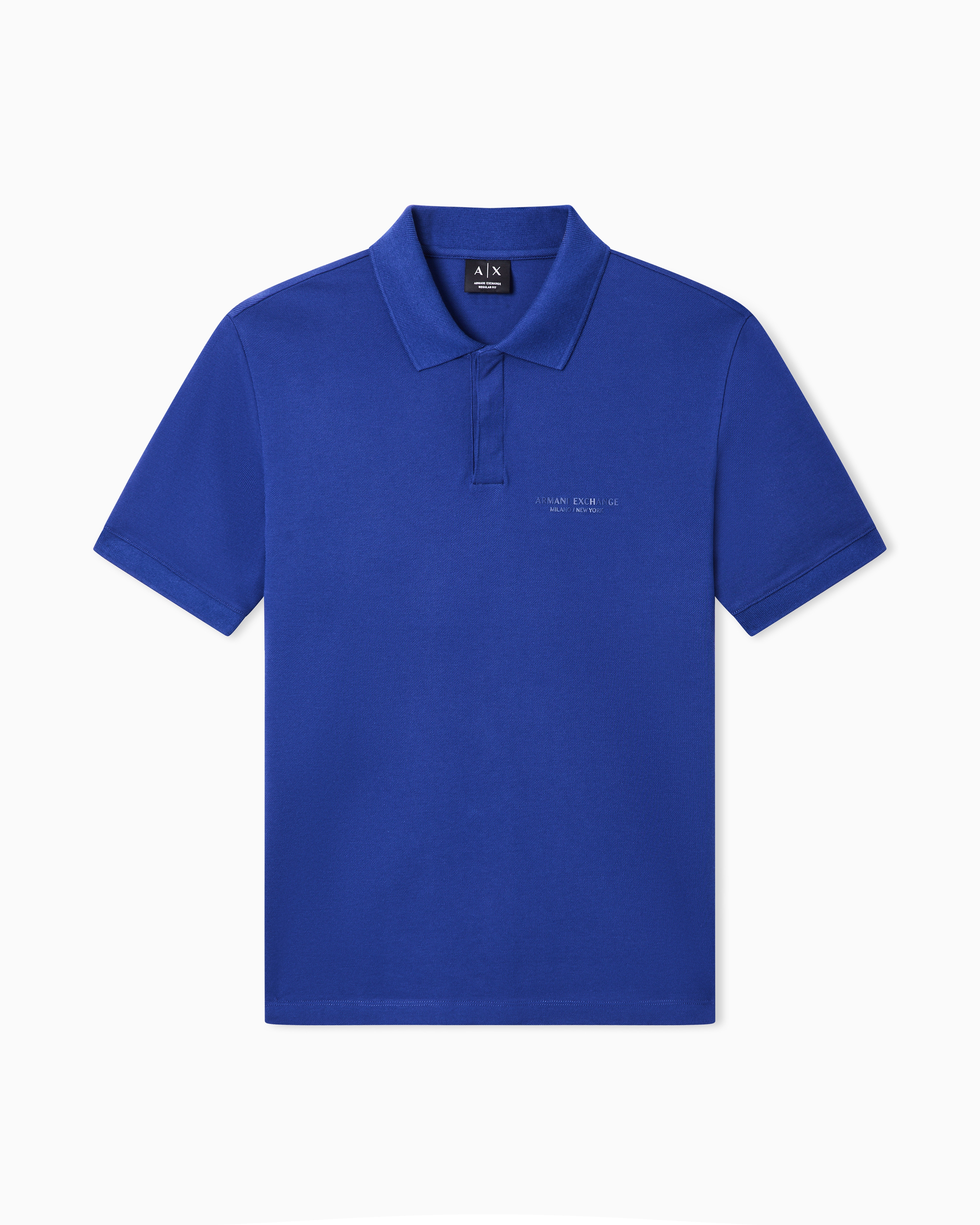 Armani Exchange Blue Regular Fit Polo Shirt With Tone-On-Tone Logo