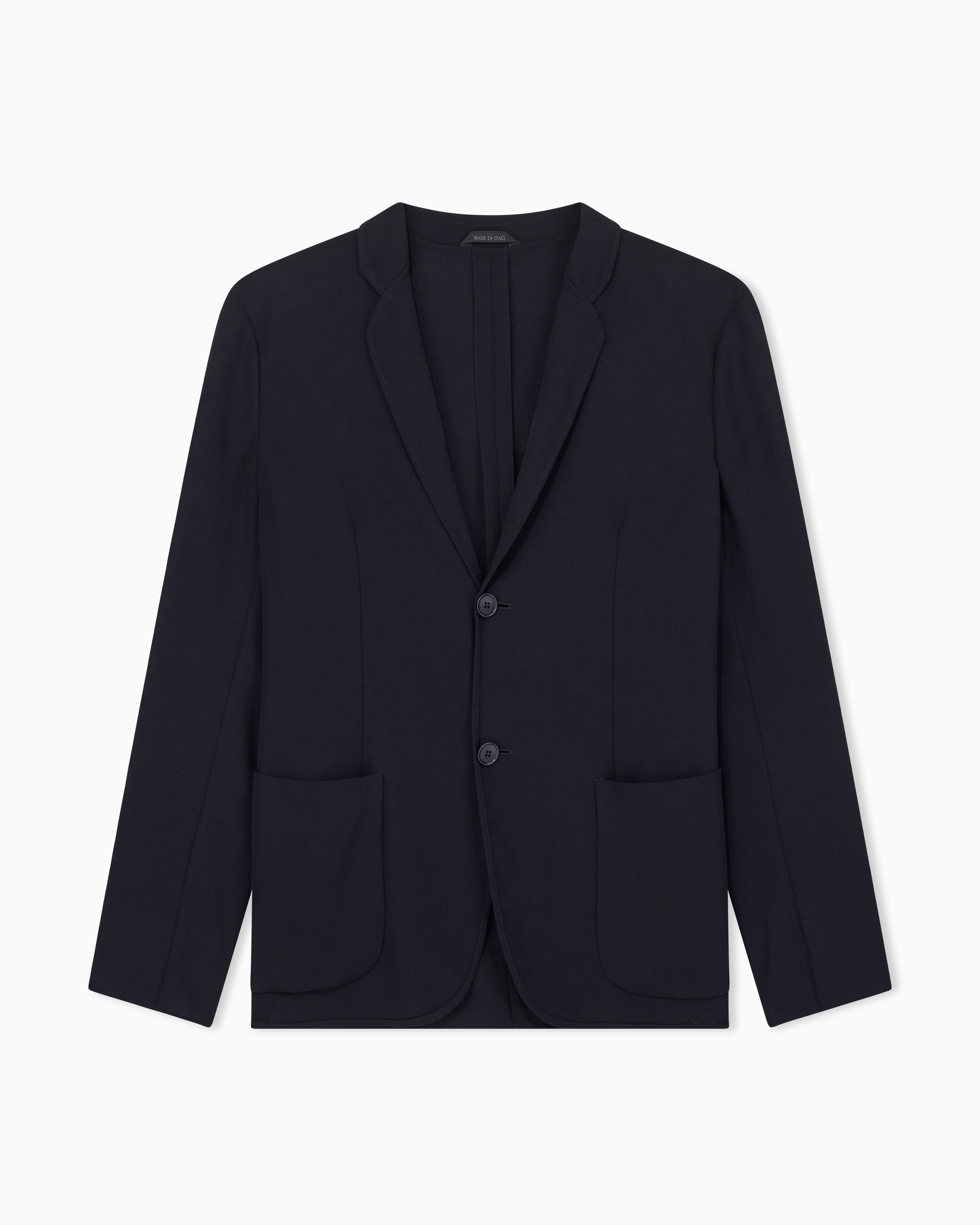 Giorgio Armani Navy Blue Wool Crêpe Single-Breasted Jacket