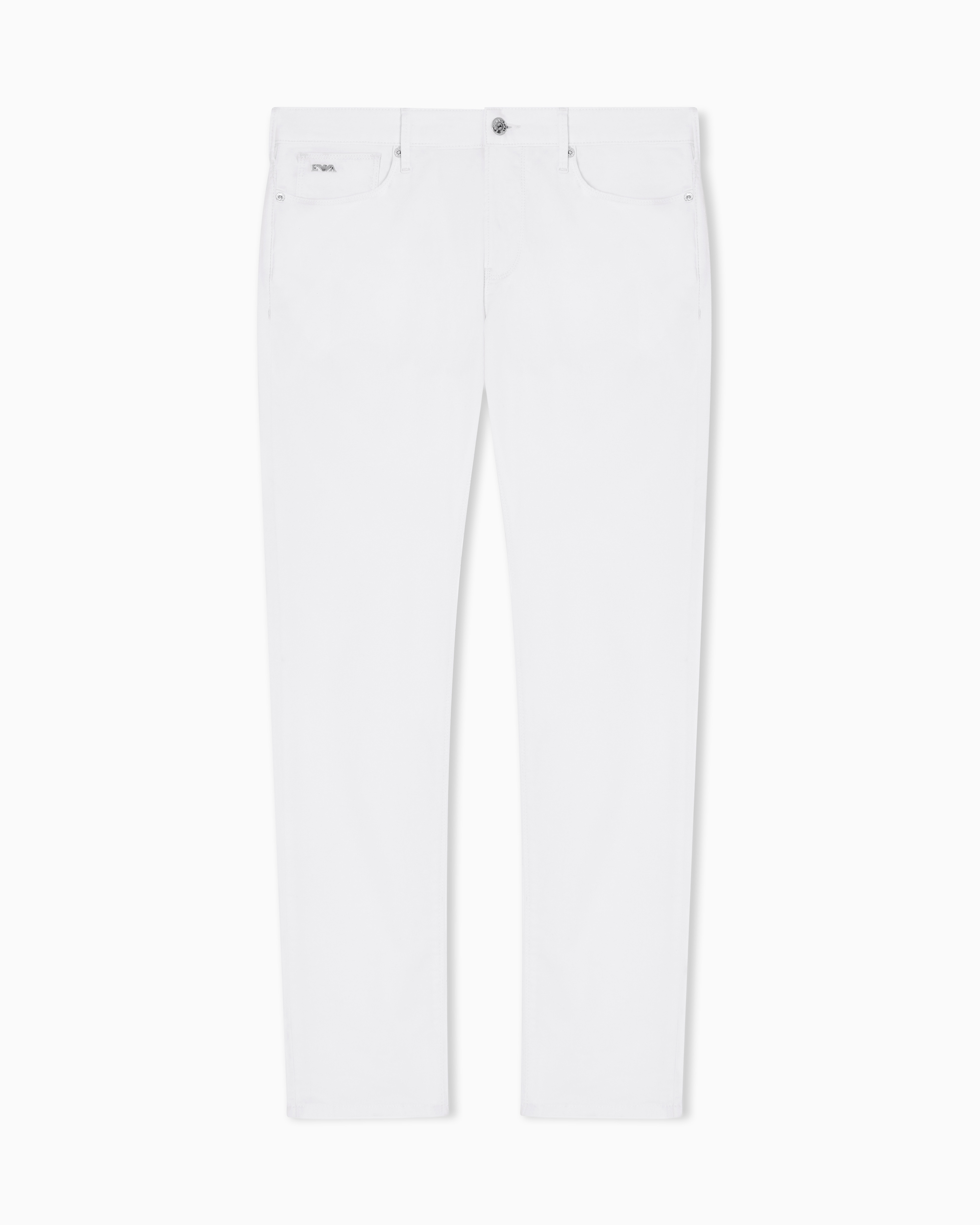 Emporio Armani Men's White J06 Stretch-Fabric Slim-Fit Trousers