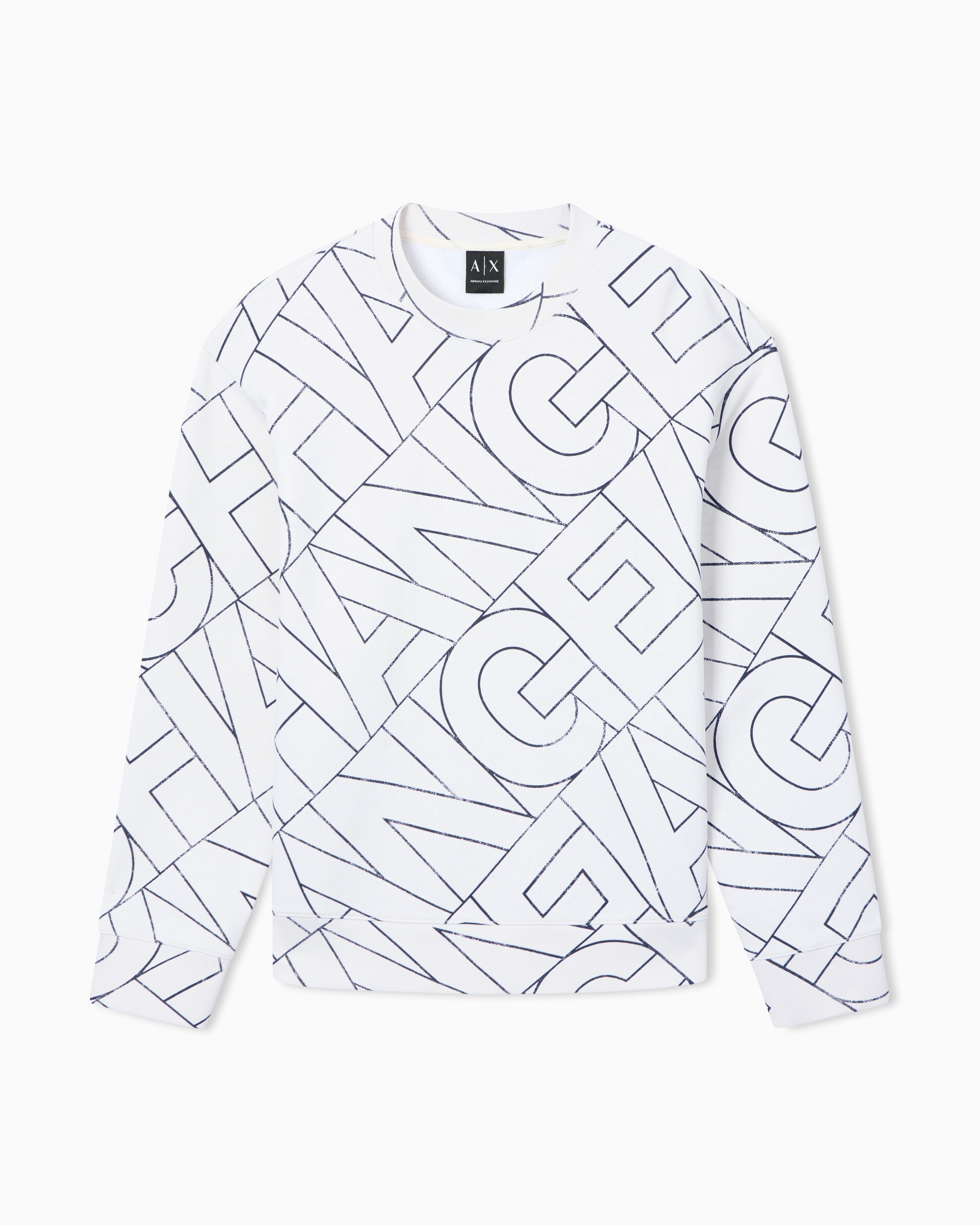 Armani Exchange White Cotton French Terry Sweatshirt