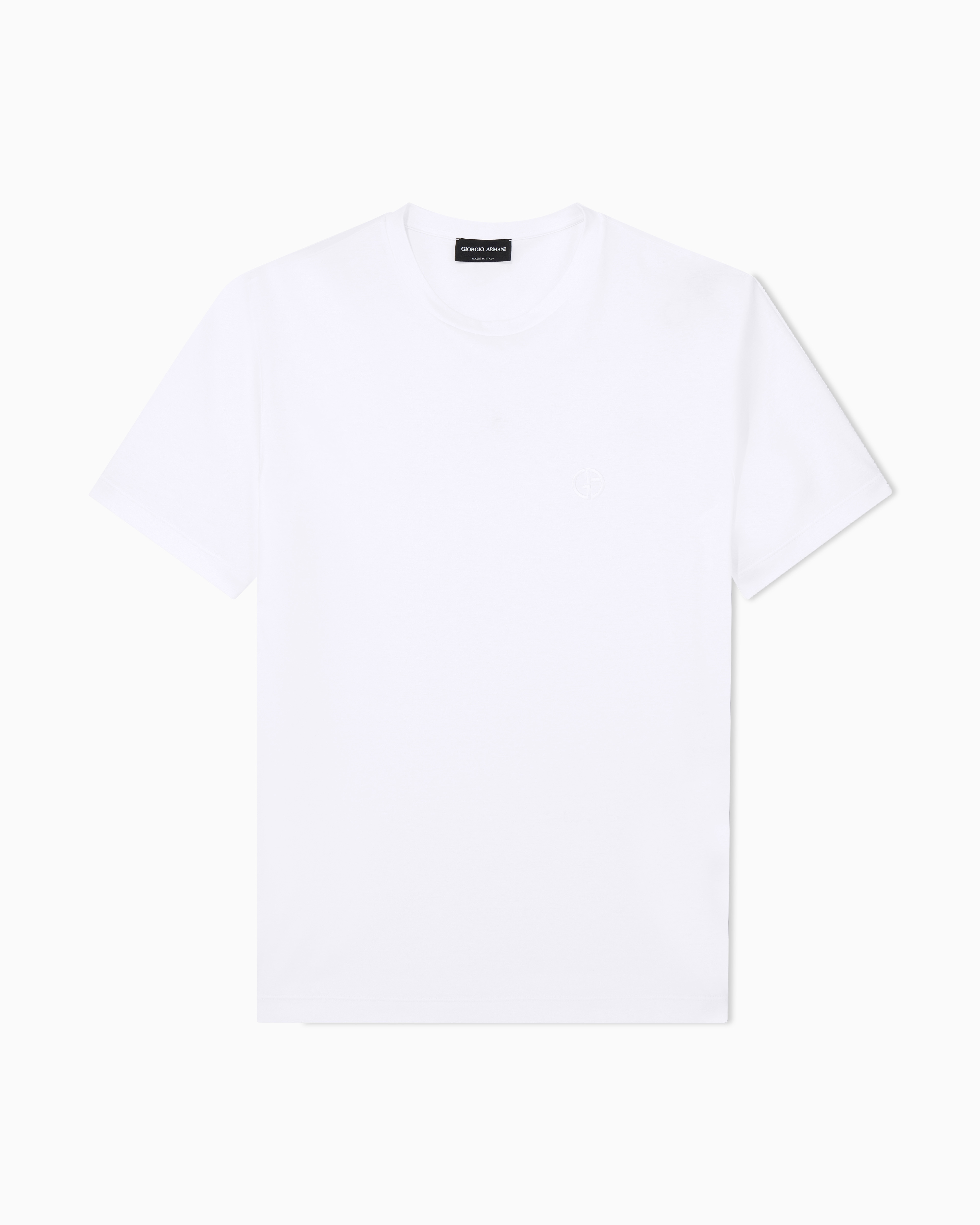 Giorgio Armani White Short-Sleeve Cotton Interlock T-Shirt With Logo