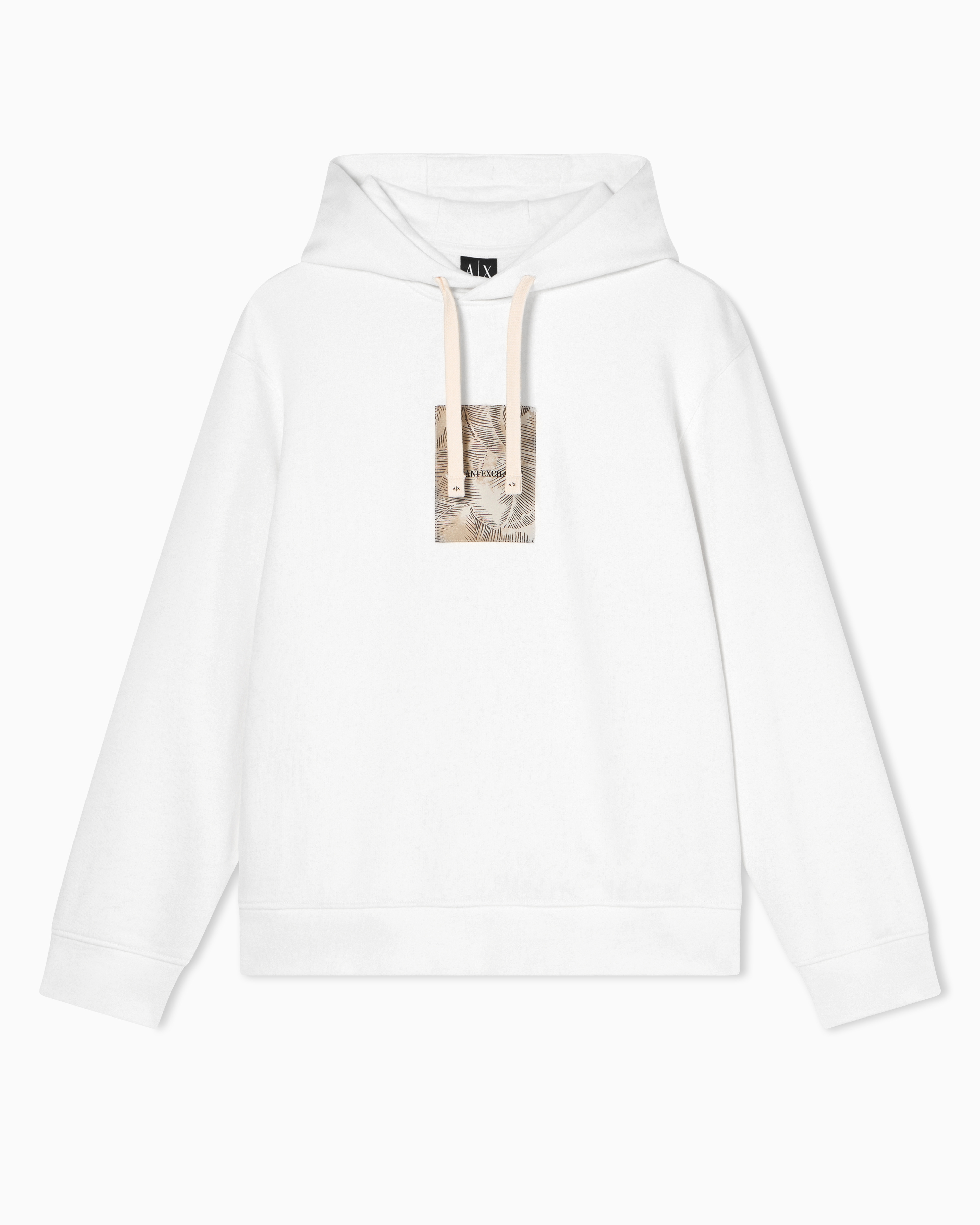 Armani Exchange White Cotton French Terry Hoodie