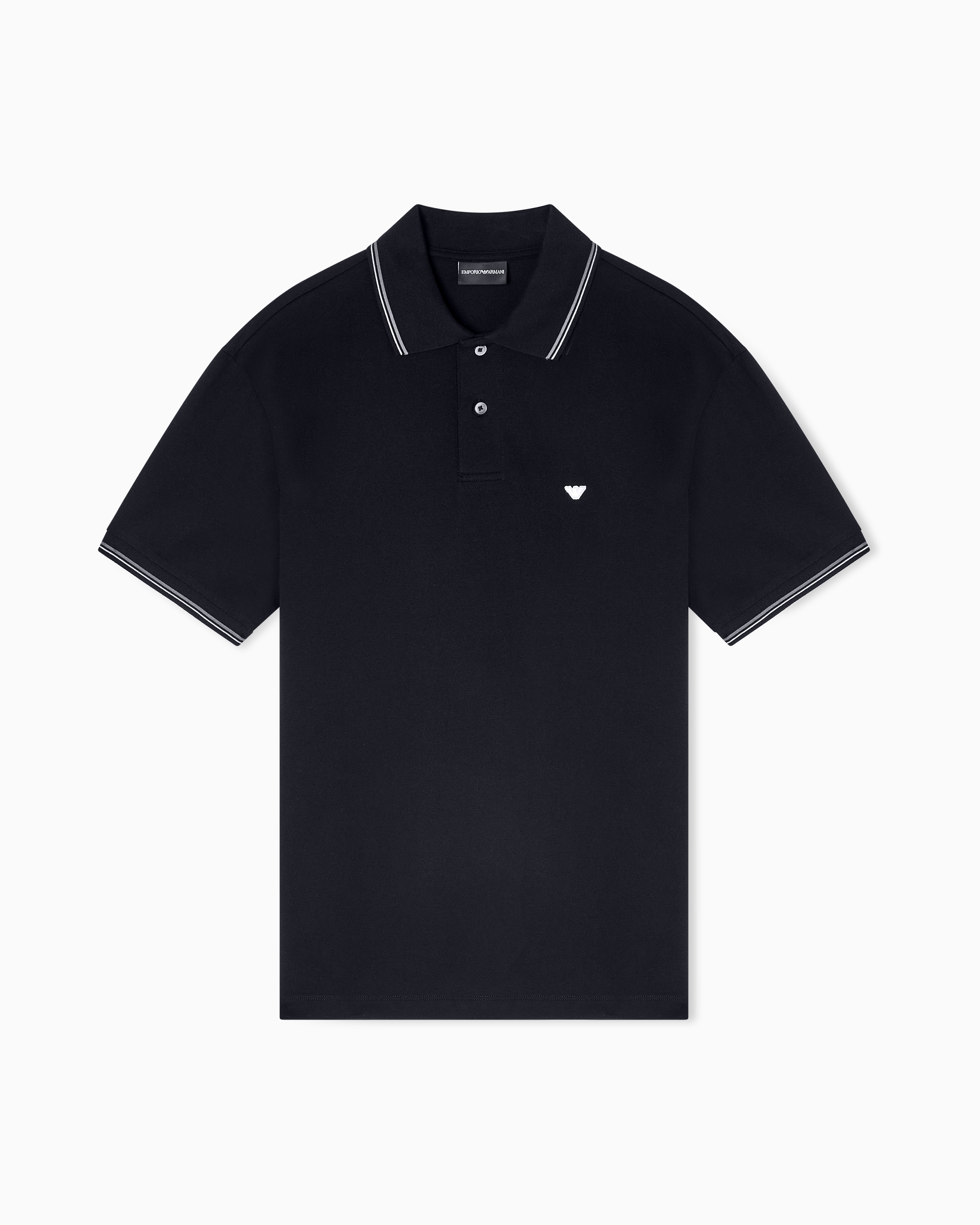 Emporio Armani Black Polo Shirt Essential In Regular Fit Cotton Jersey