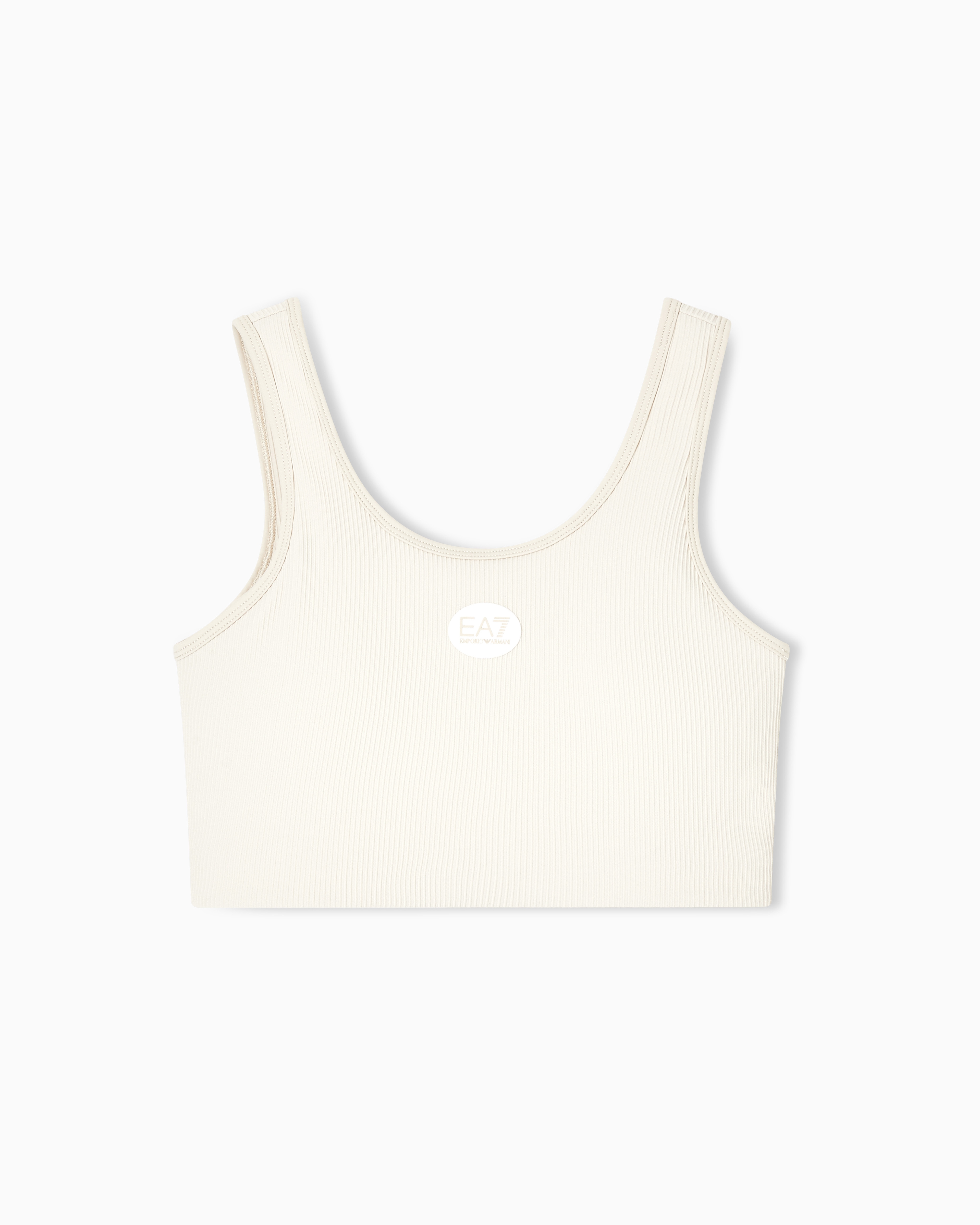 Ea7 Beige Dynamic Athlete Sports Bra In Vigor7 Technical Fabric