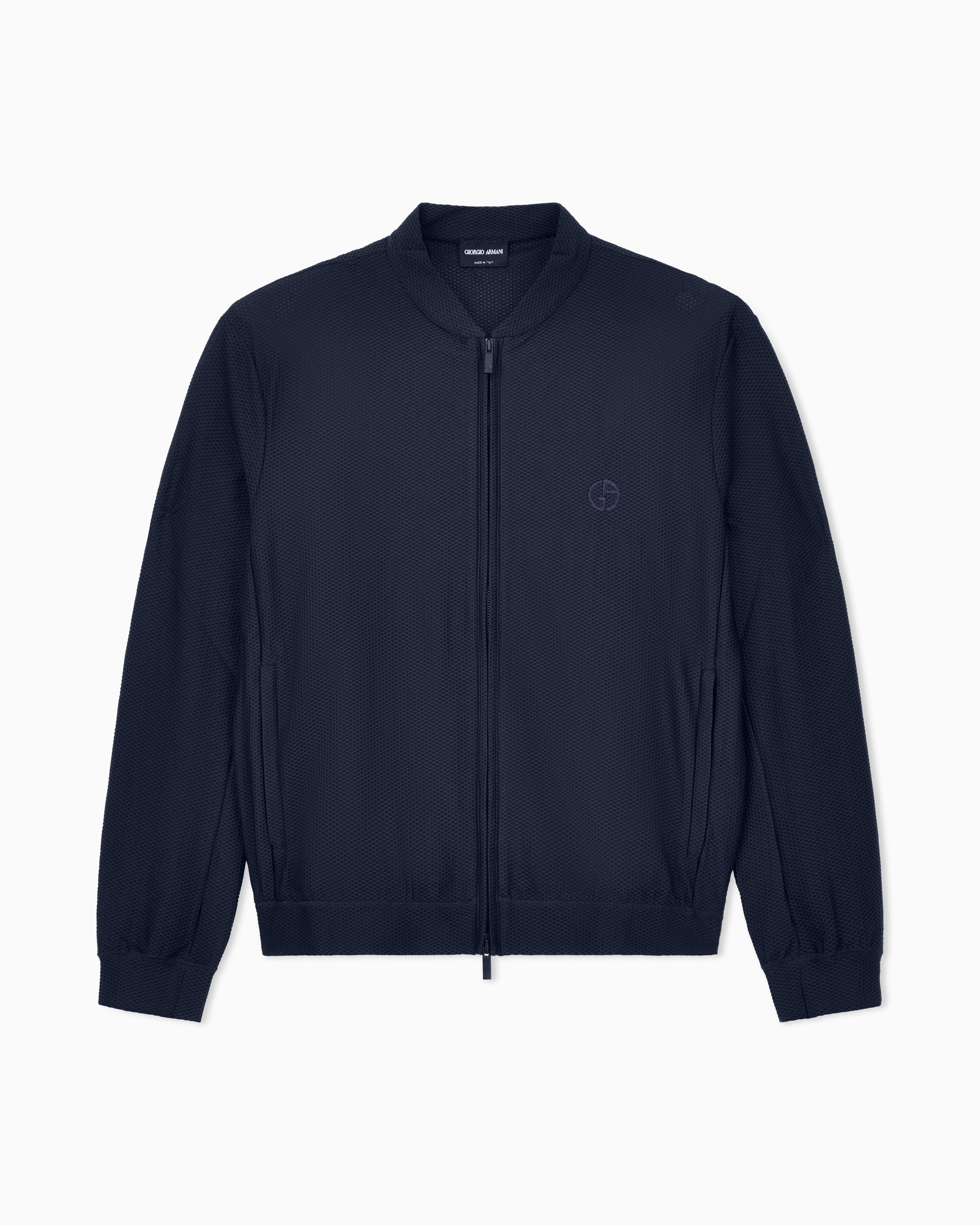 Giorgio Armani Navy Blue Technical Waffle Blouson