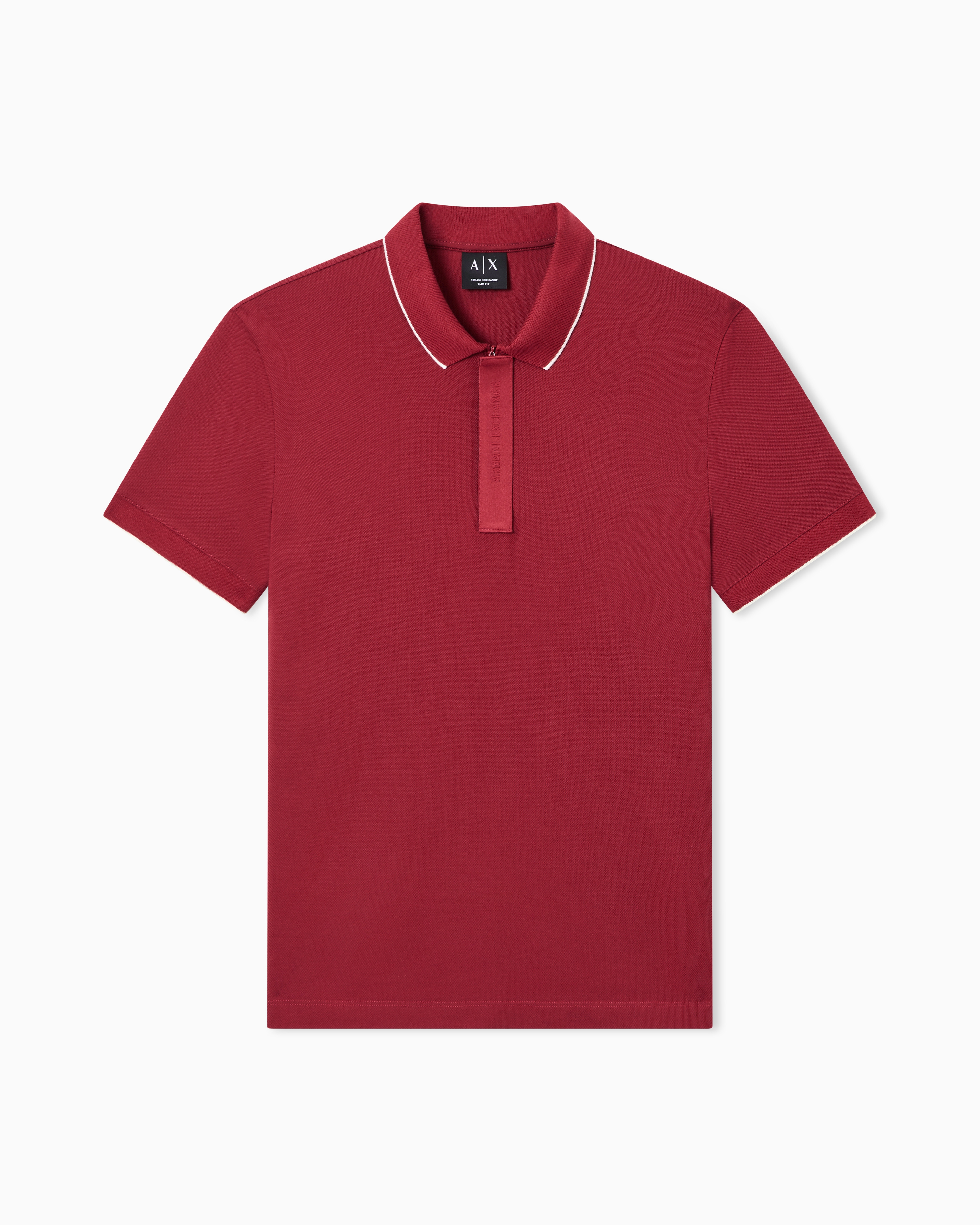 Armani Exchange Red Slim Fit Polo With Button Insert