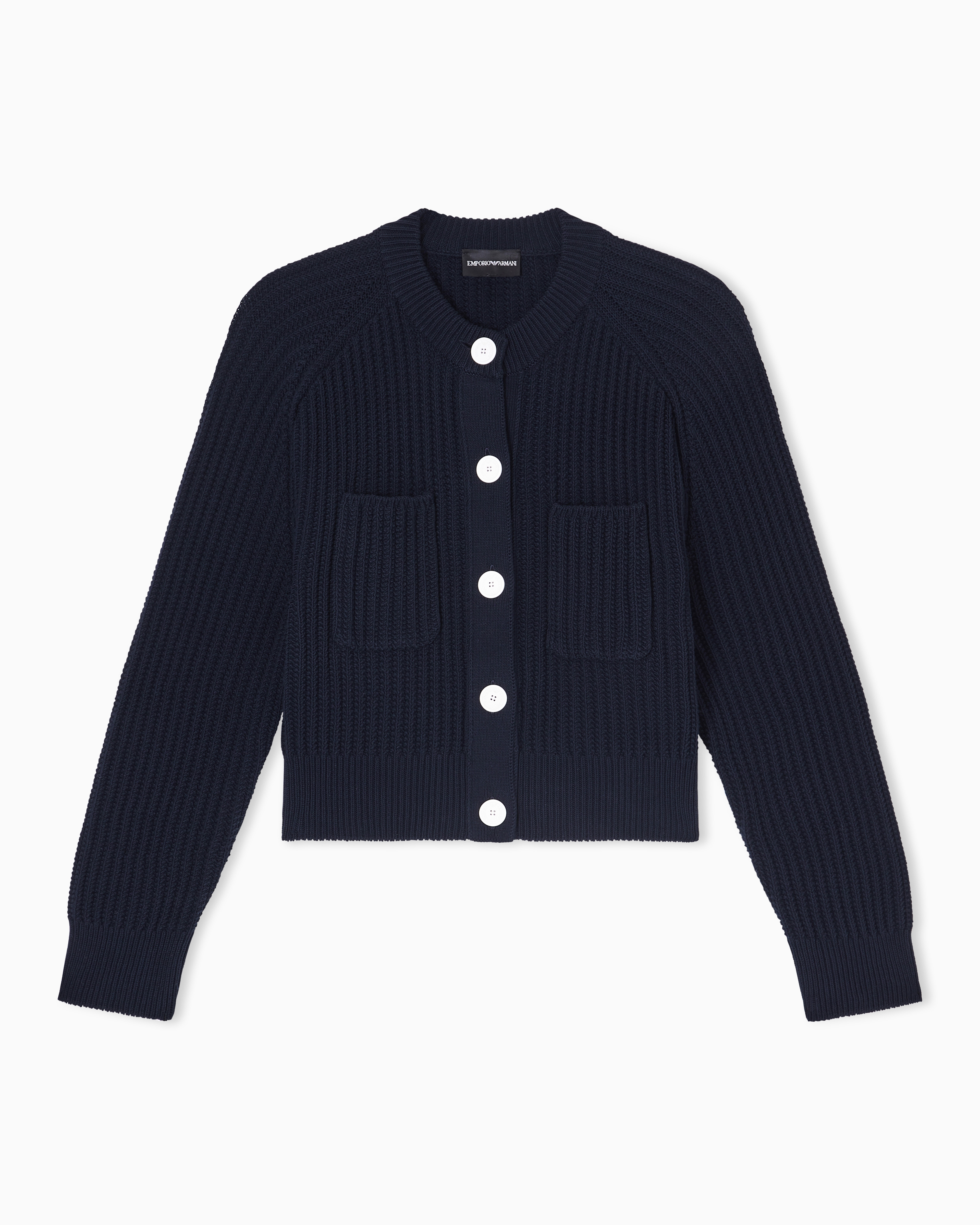 Emporio Armani Cardigan In Maglia A Coste Inglesi