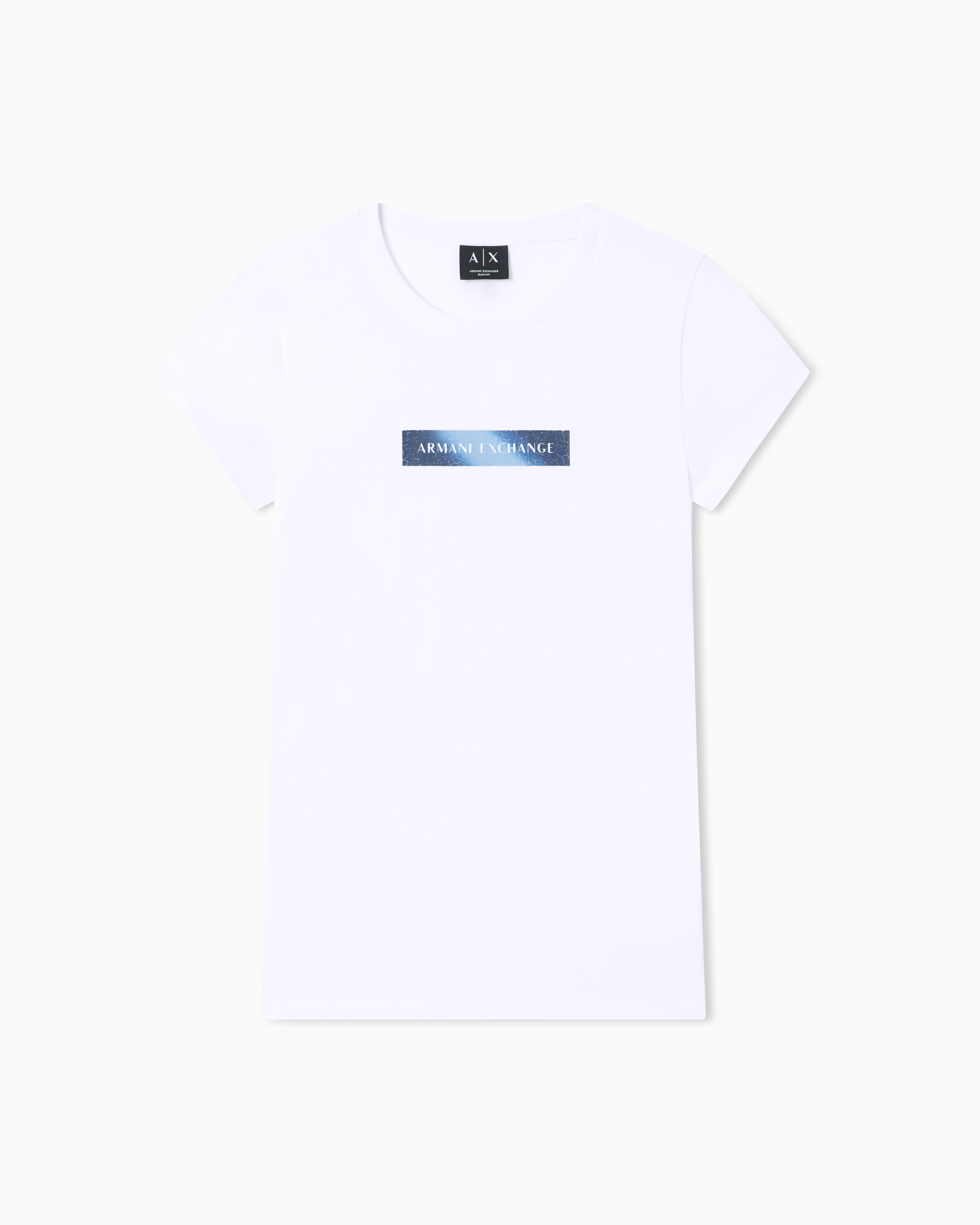 Armani Exchange White Slim Fit T-Shirt In Stretch Cotton Jersey