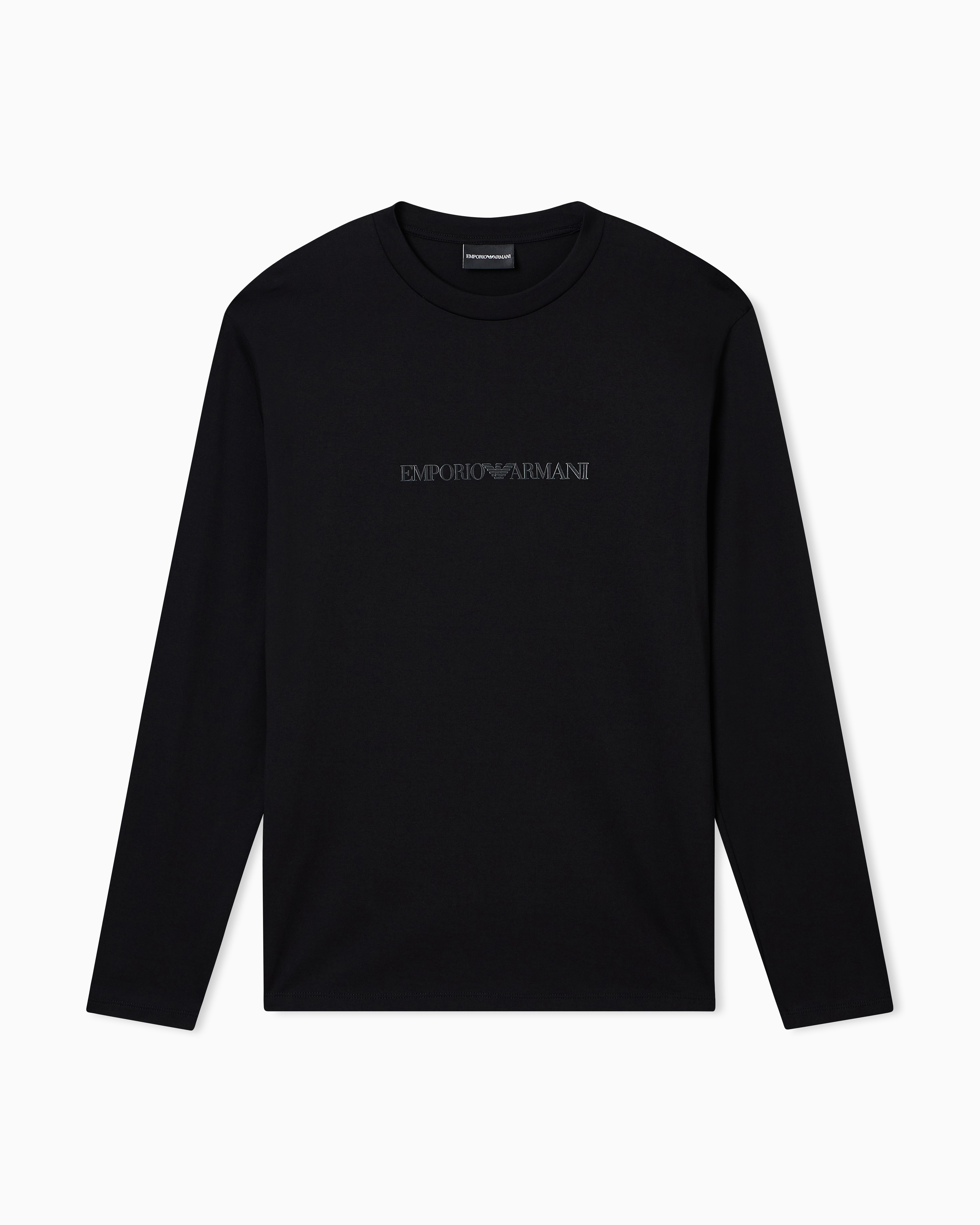 Emporio Armani Uomo Maglia Slim Fit In Jersey Pima Con Stampa Logo