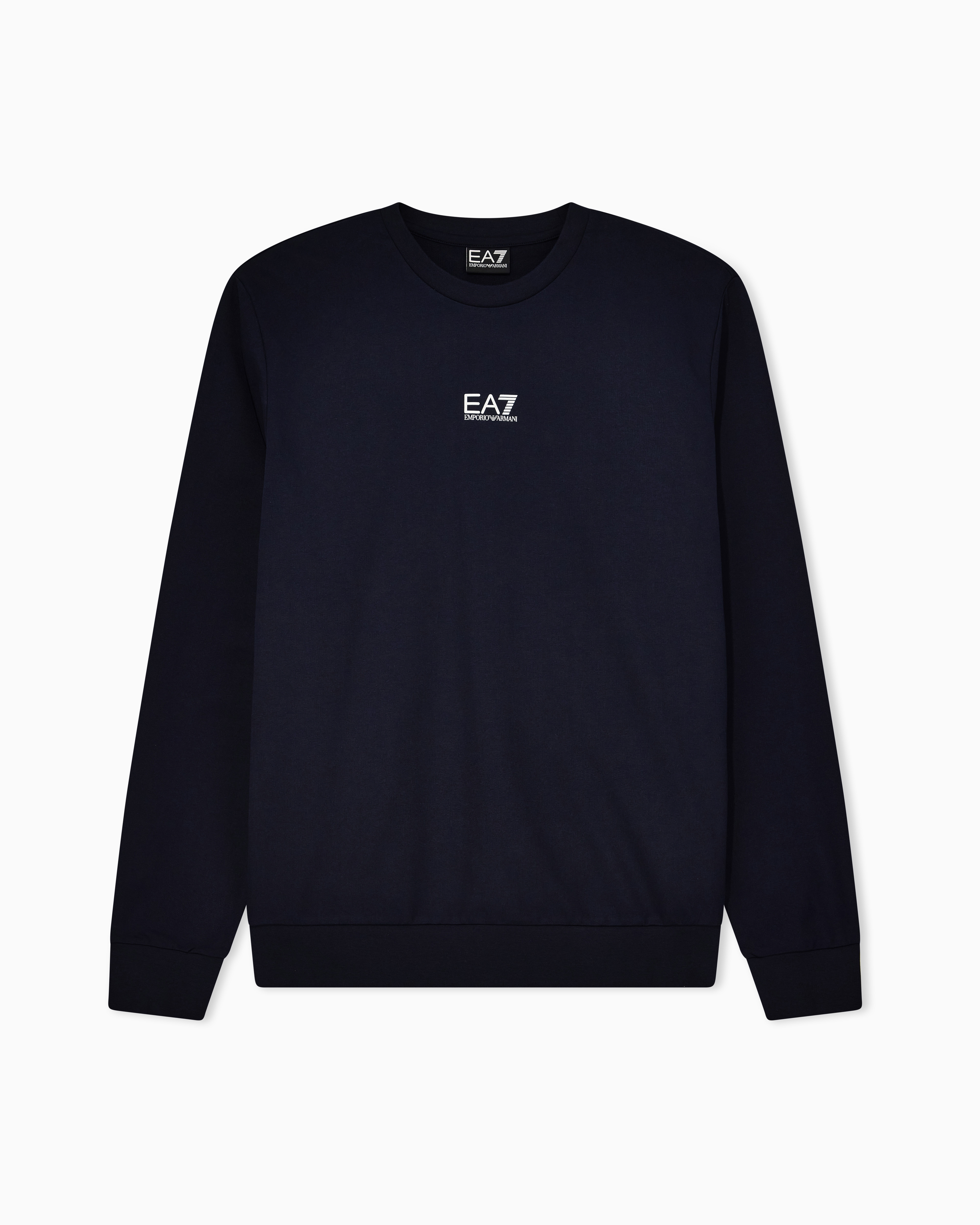 Ea7 Blue Core Identity Cotton Crew-Neck Sweatshirt