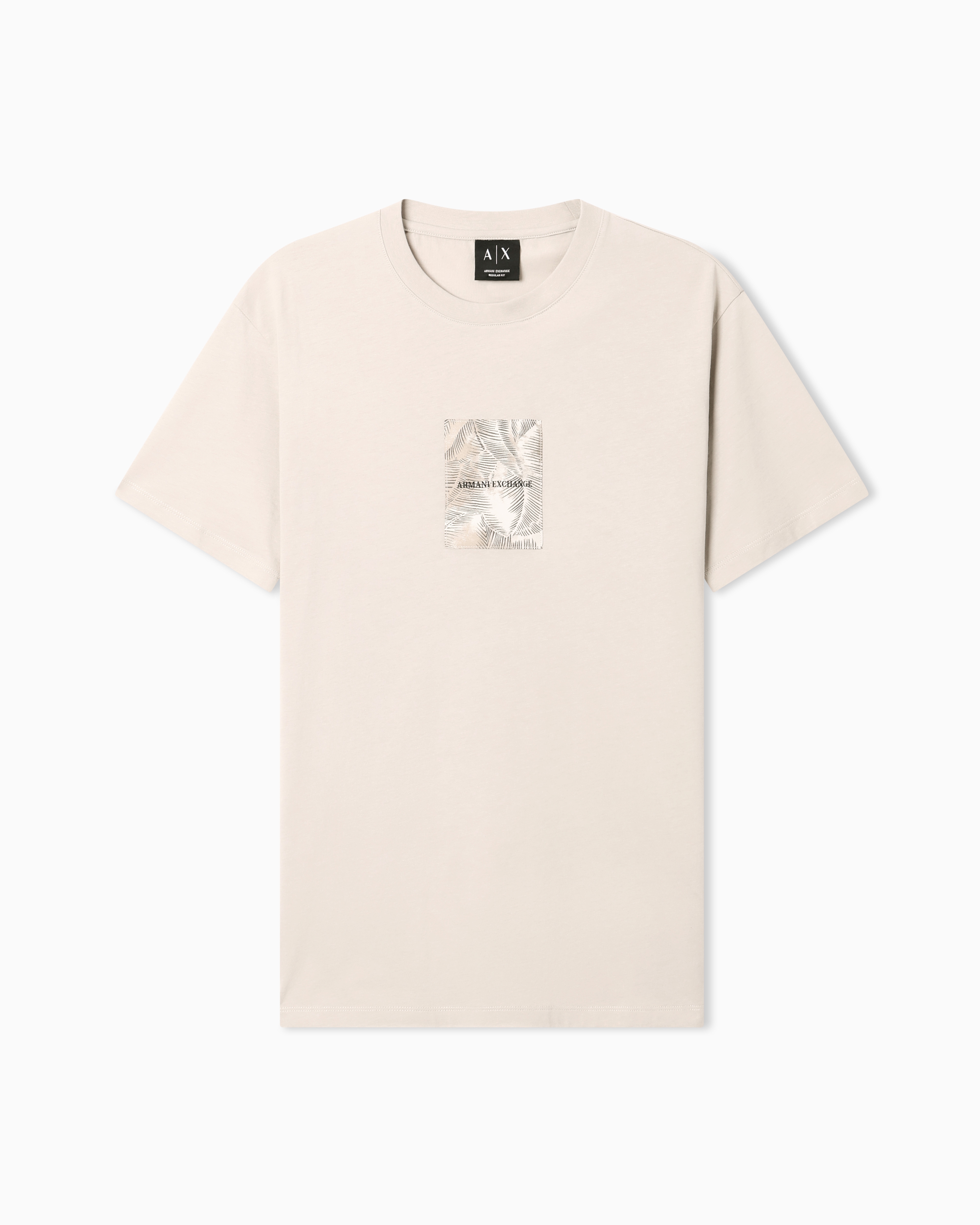 Armani Exchange Beige Regular Fit T-Shirt In Classic Cotton Jersey