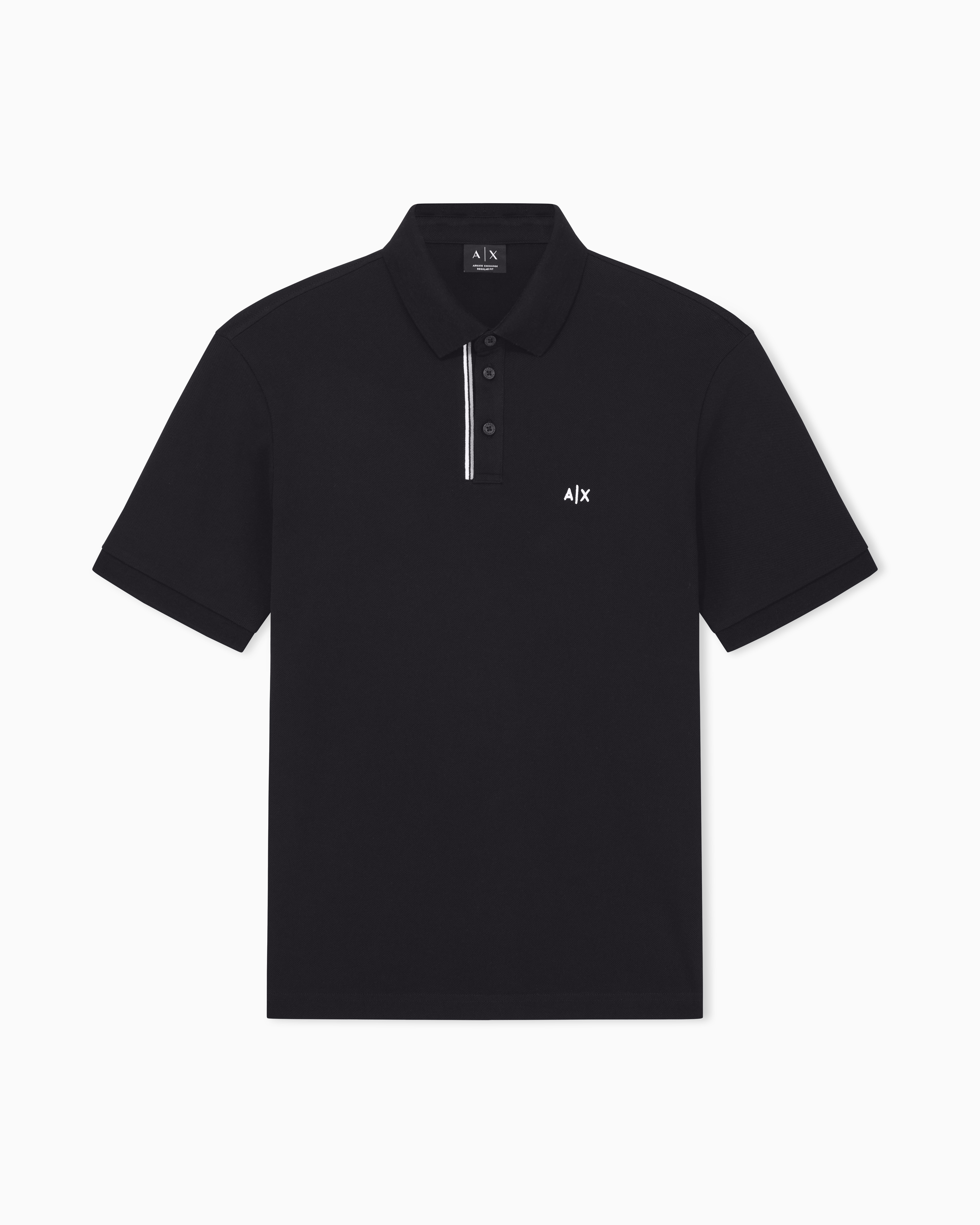 Armani Exchange Black Basic Cotton Piqué Polo