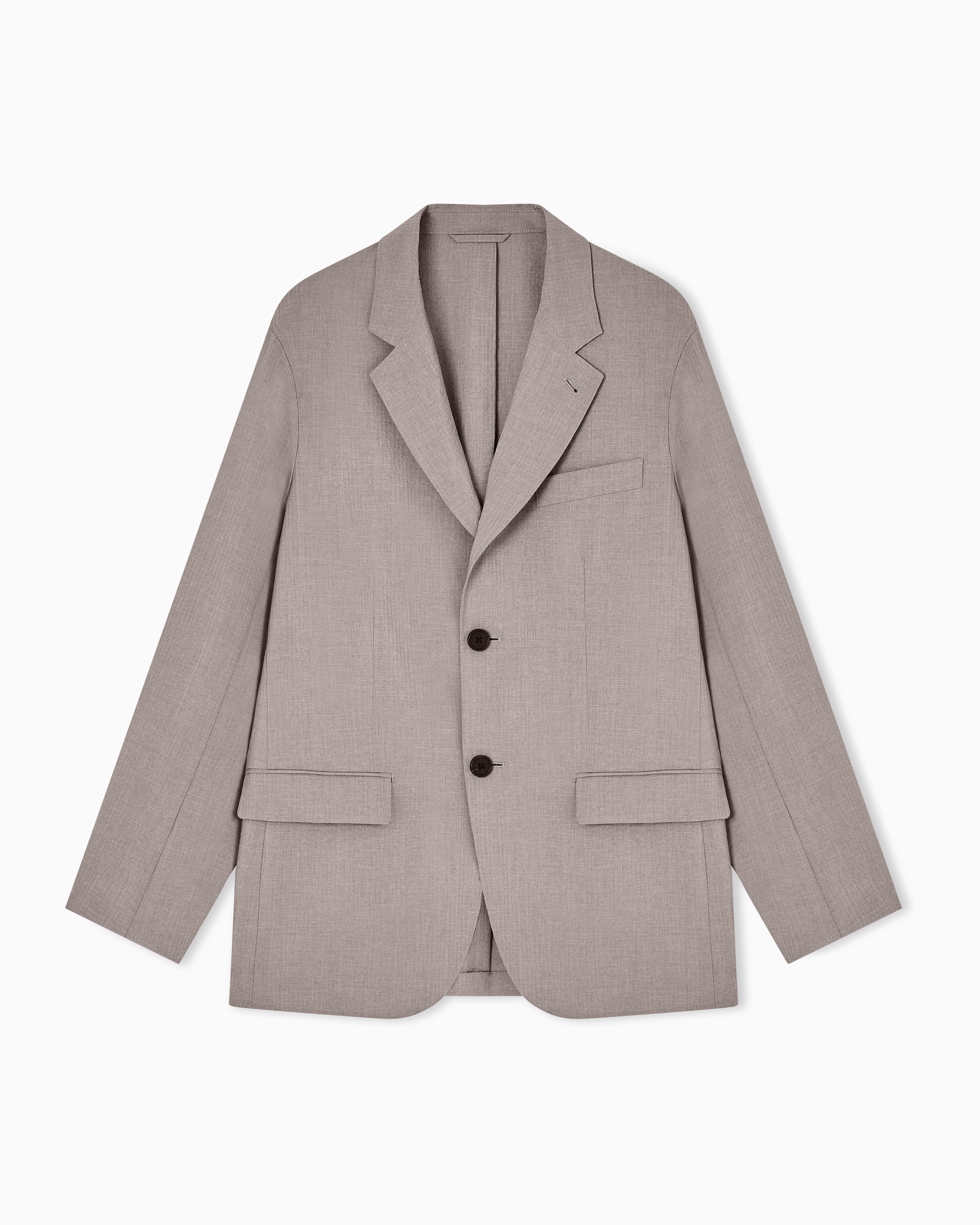 Emporio Armani Beige Single-Breasted Jacket In Technical Seersucker Fabric