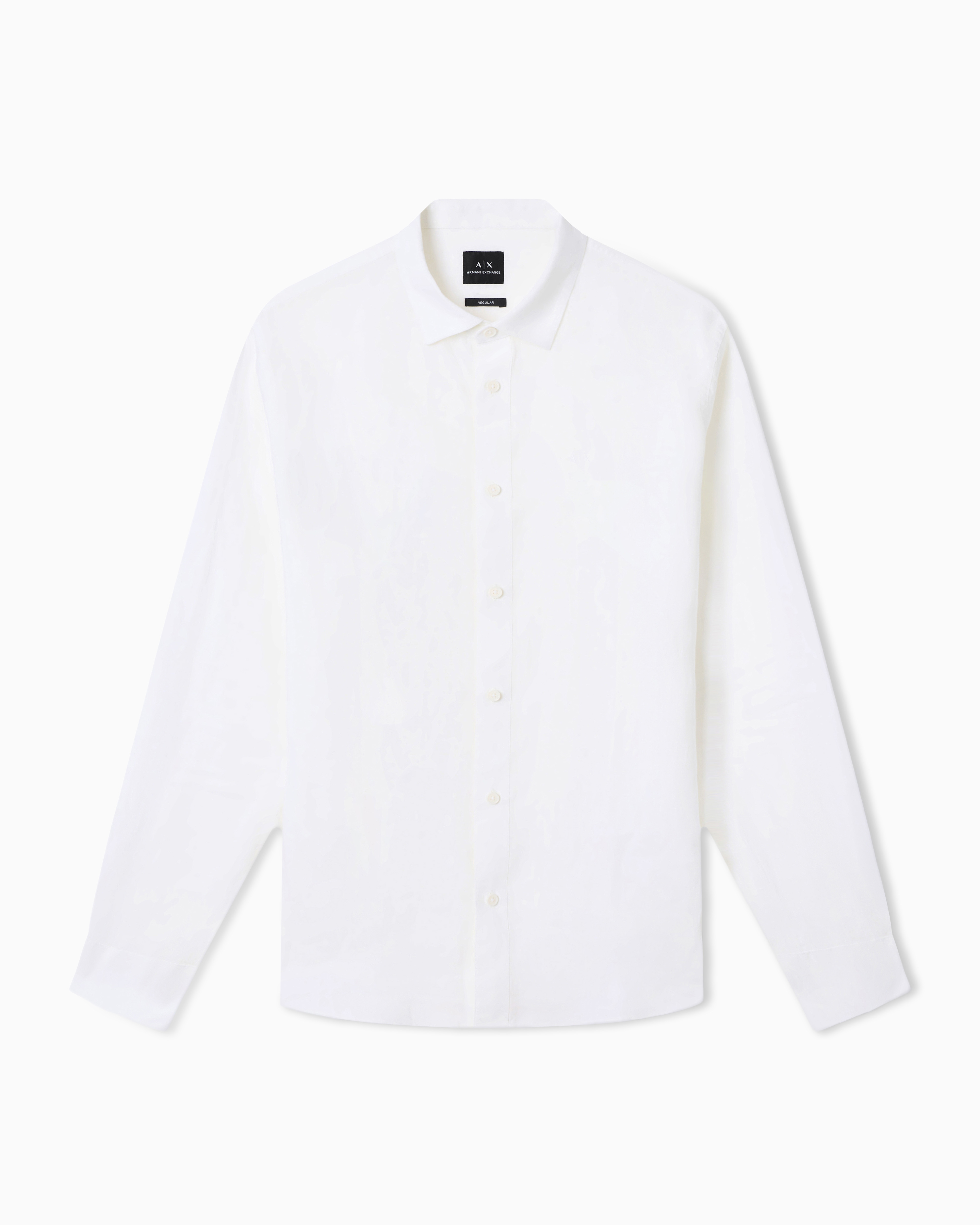 Armani Exchange White Regular Fit Linen Shirt