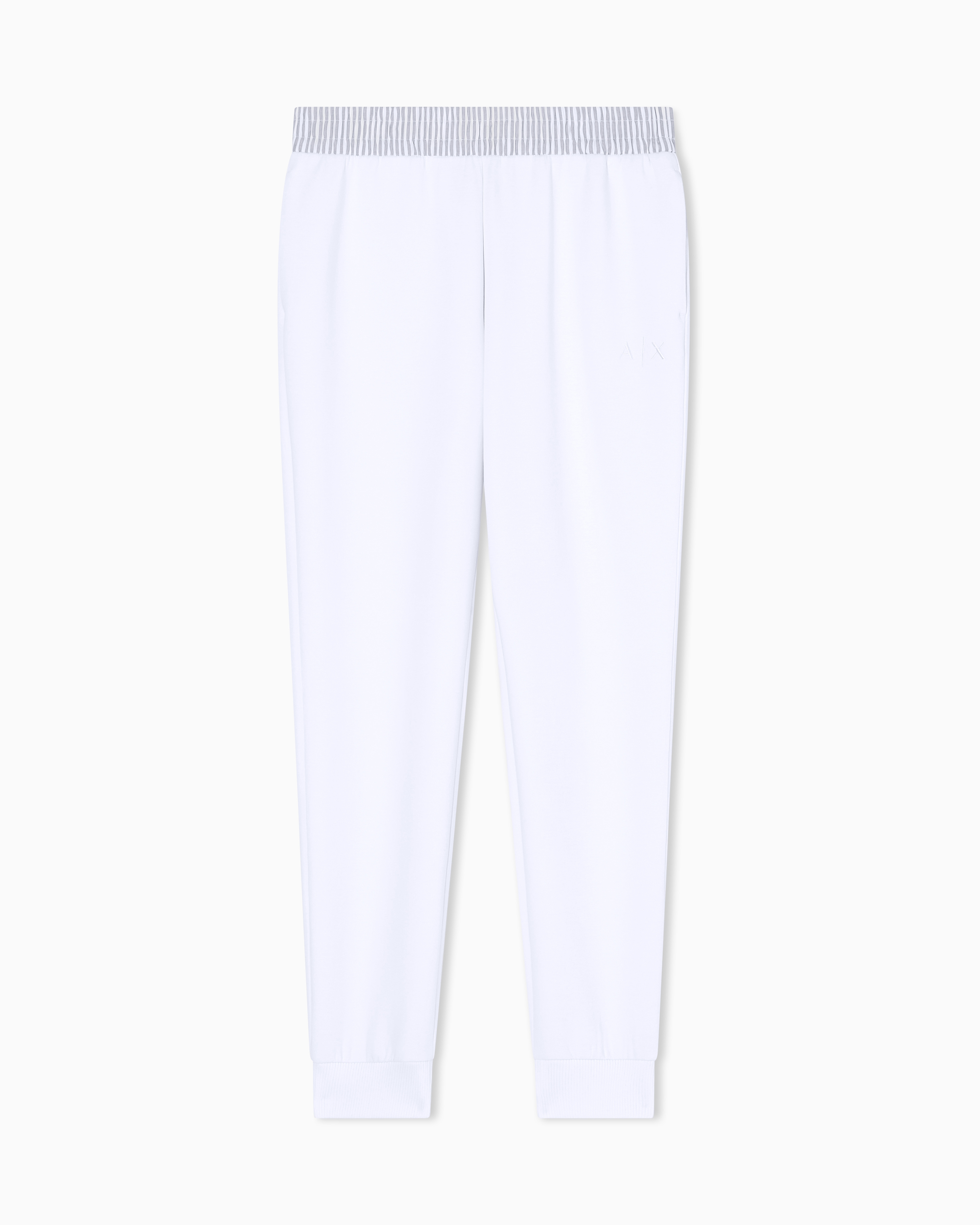 Armani Exchange White Jogger Pants With Contrasting Inserts