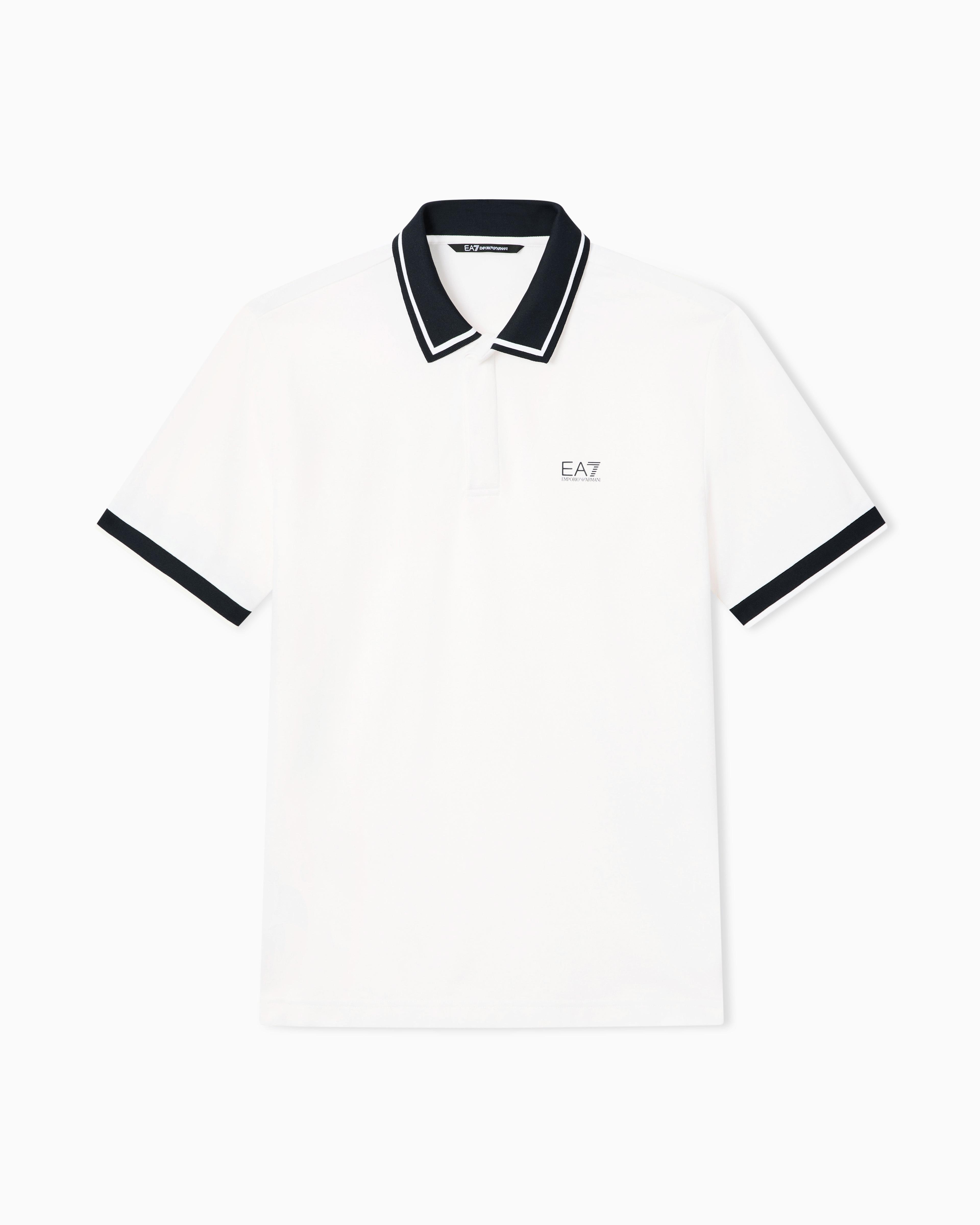 Ea7 White Tennis Club Stretch Cotton Piqué Polo Shirt