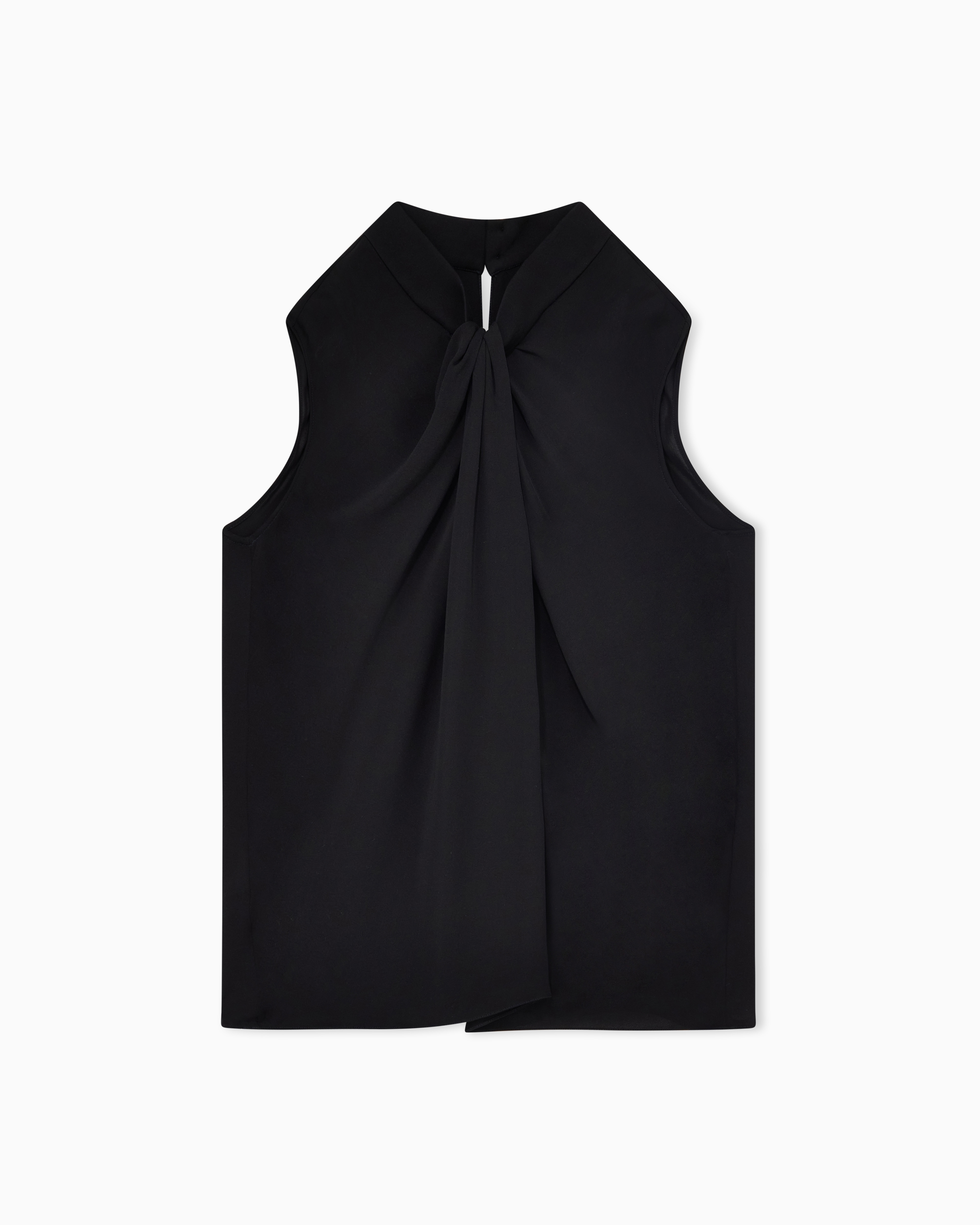 Giorgio Armani Black Silk Double Georgette Blouse With Front Knot
