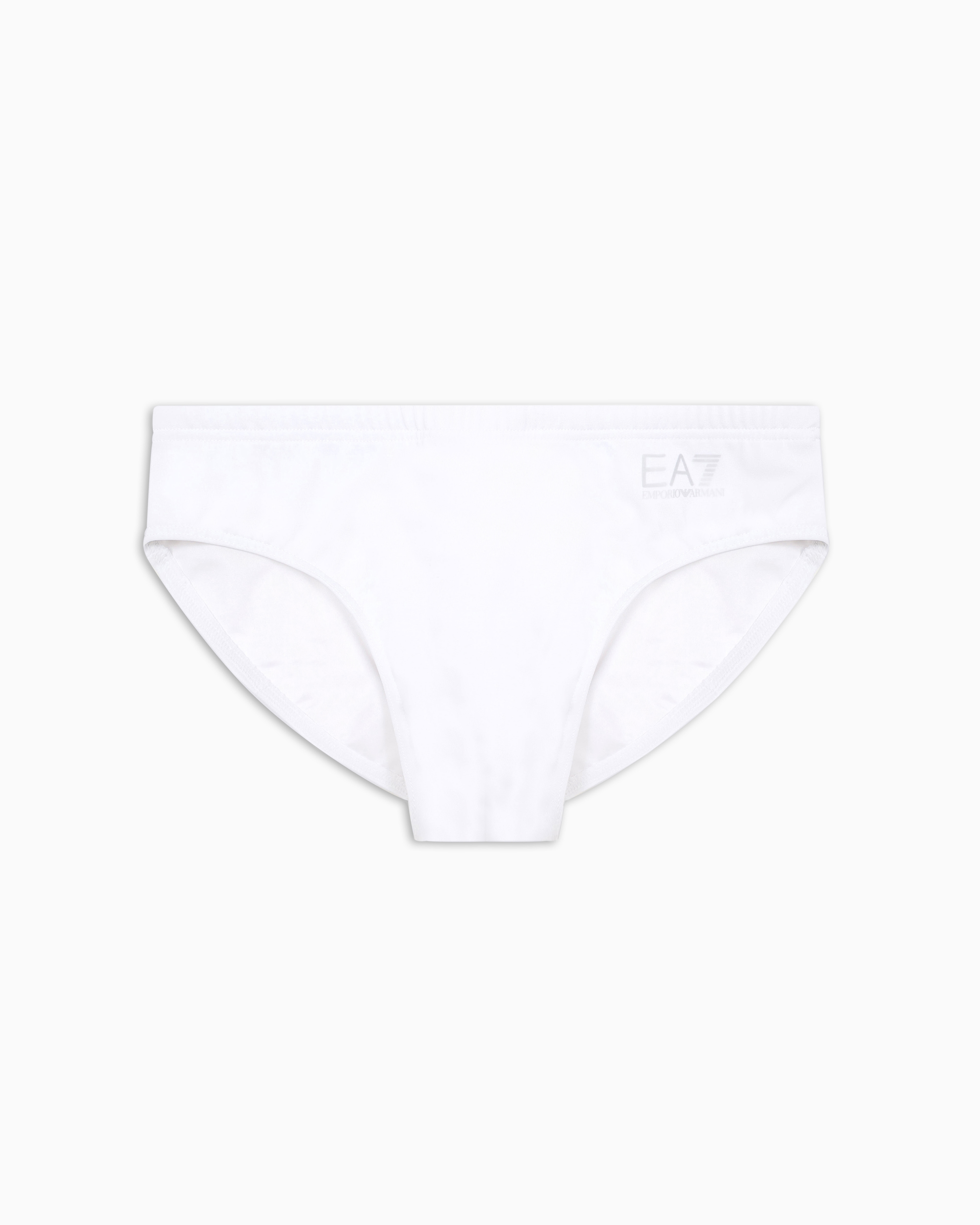 Ea7 White Swimming Briefs With An Elastic Waist And Drawstring