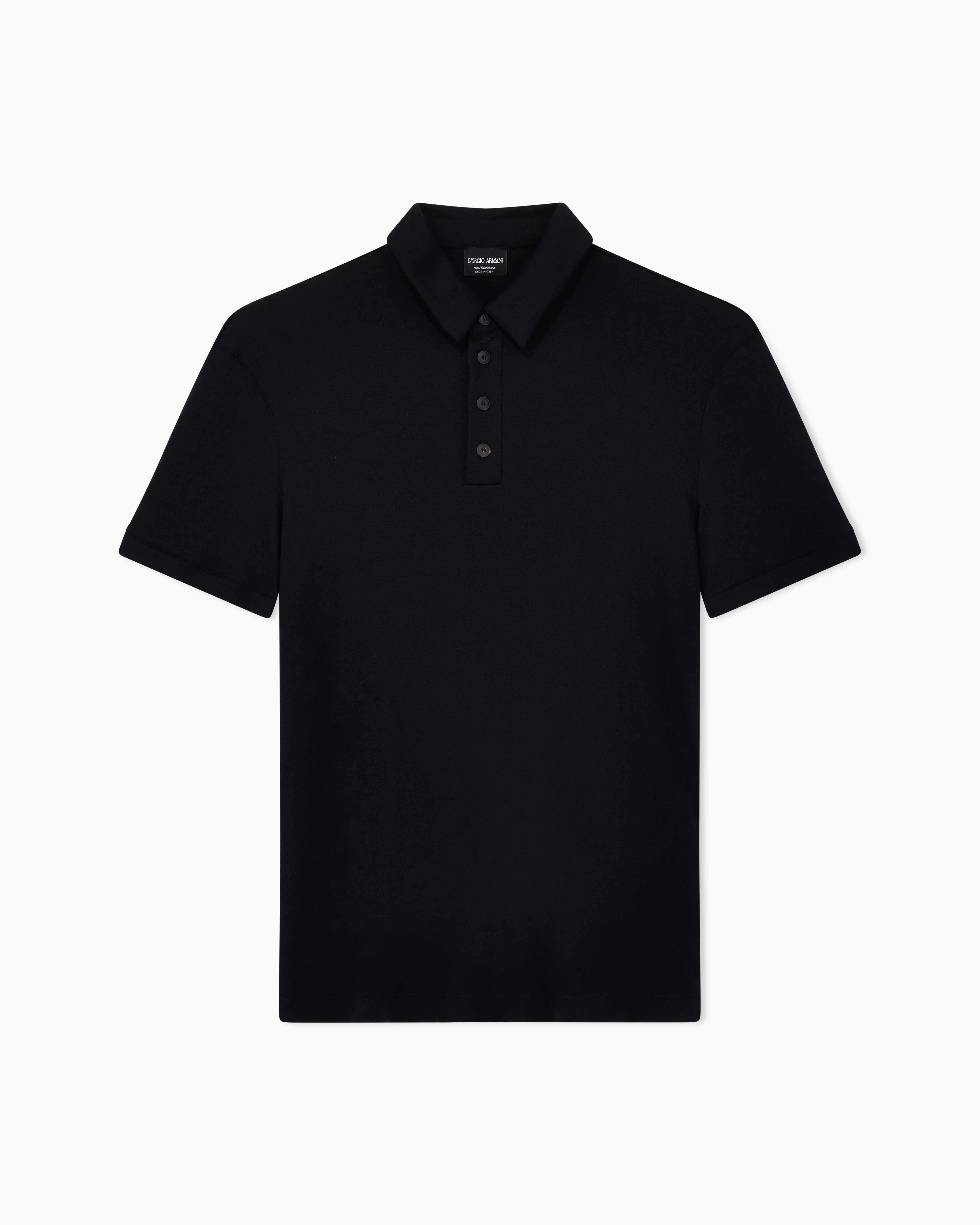 Giorgio Armani Black Pure Cashmere Interlock Polo Shirt
