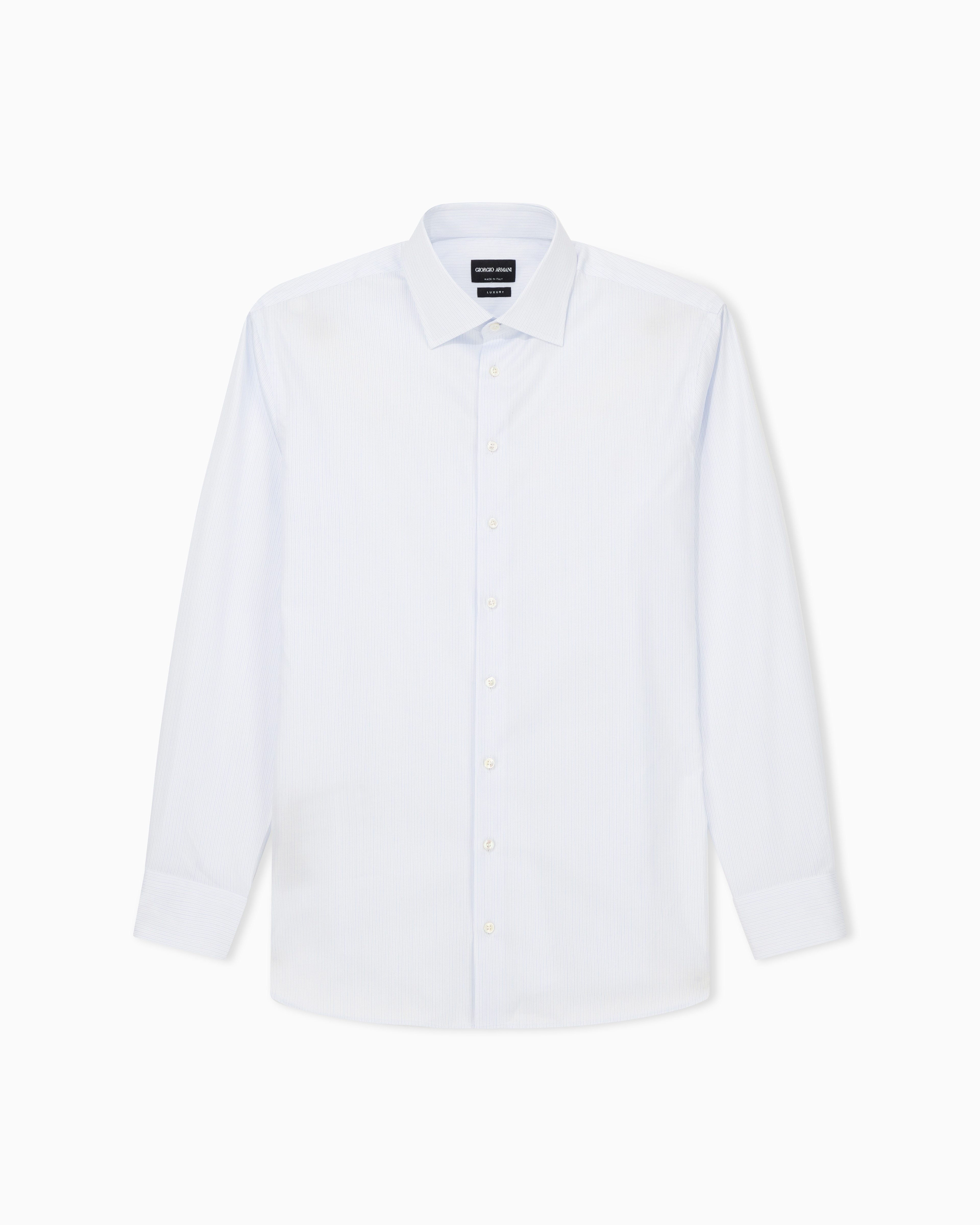 Giorgio Armani Light Blue Regular-Fit Shirt In Luxury Striped Cotton