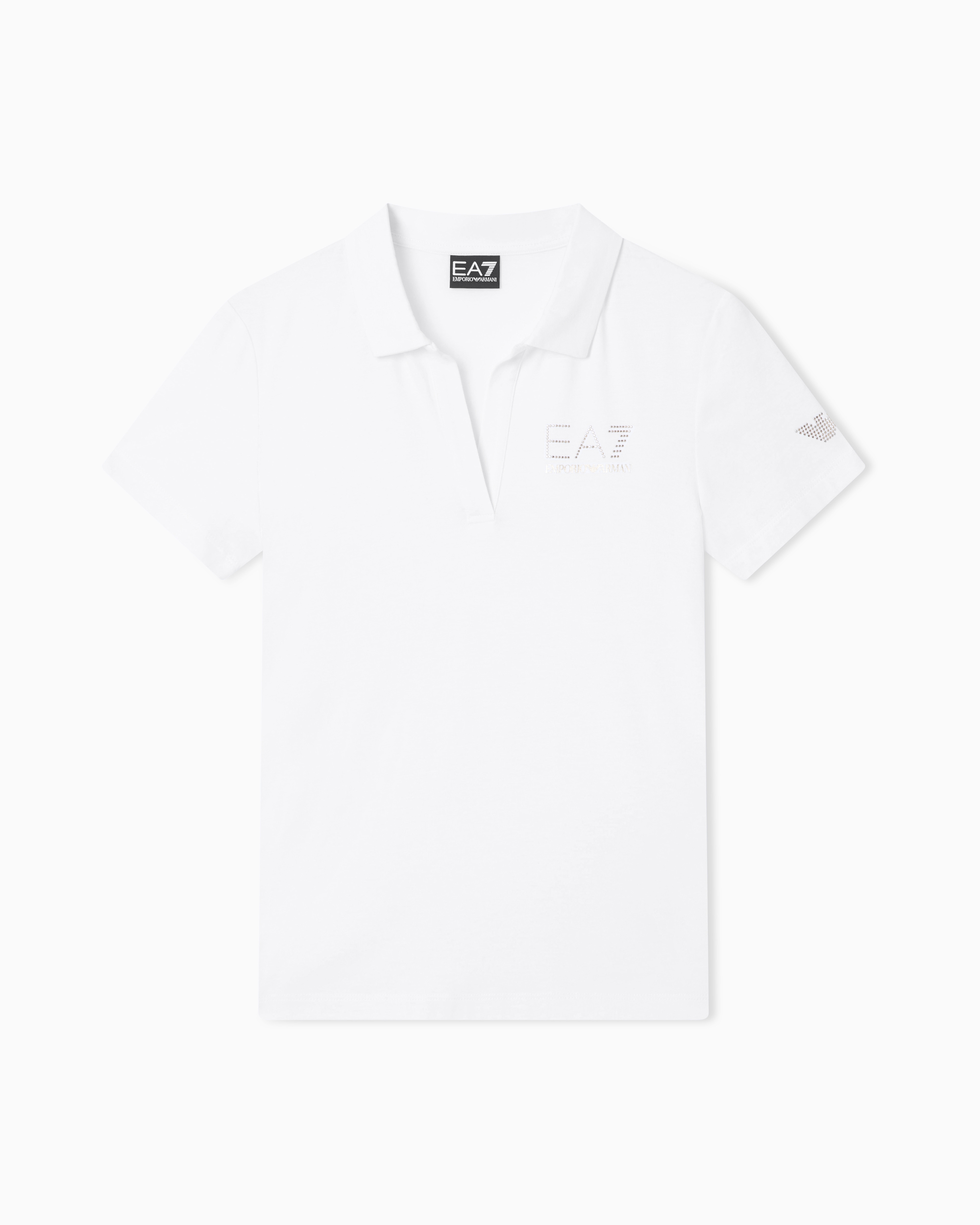 Ea7 White Evolution Short-Sleeved Polo Shirt In A Cotton And Modal Blend