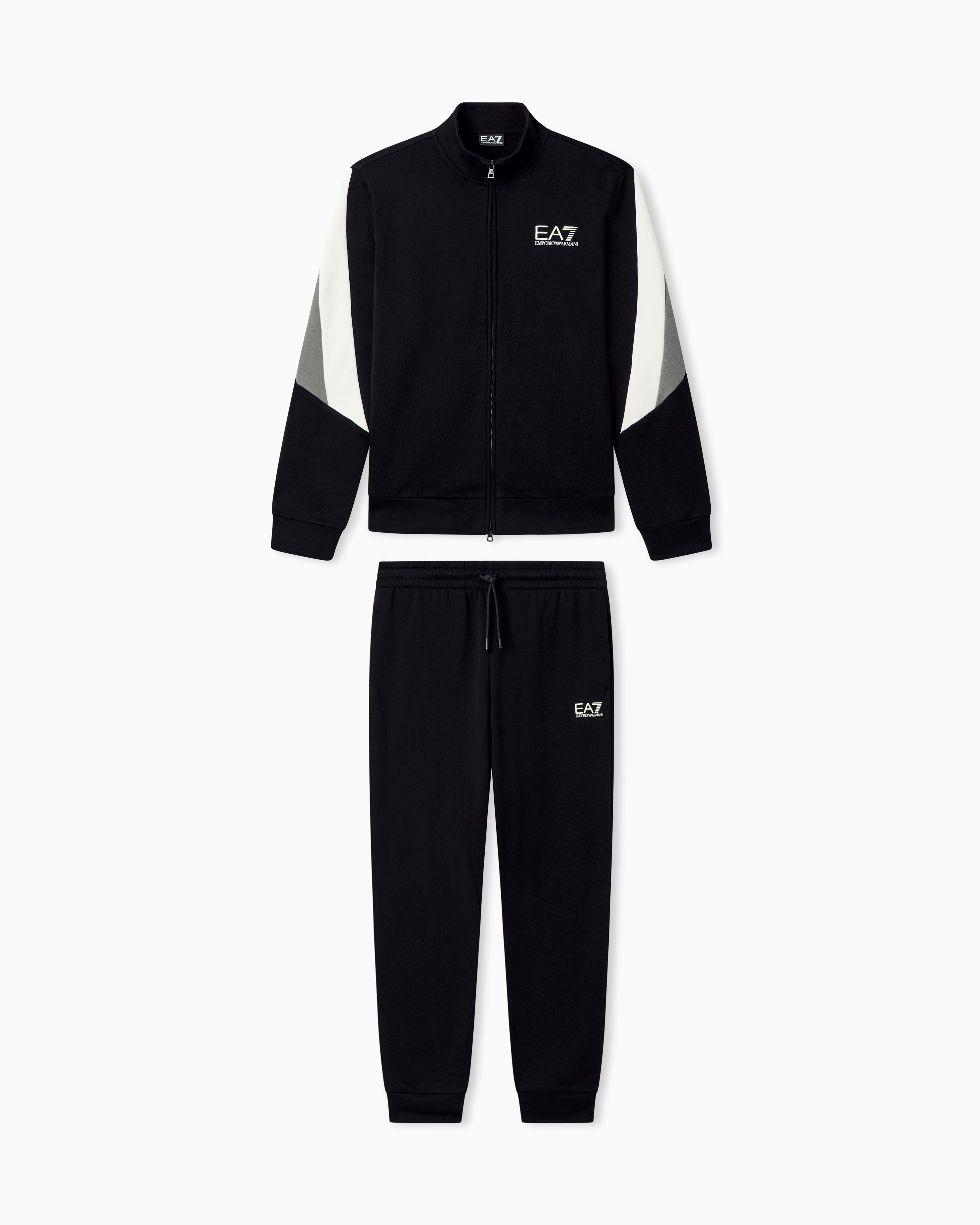 Ea7 Black Summer Block Pure Cotton Tracksuit