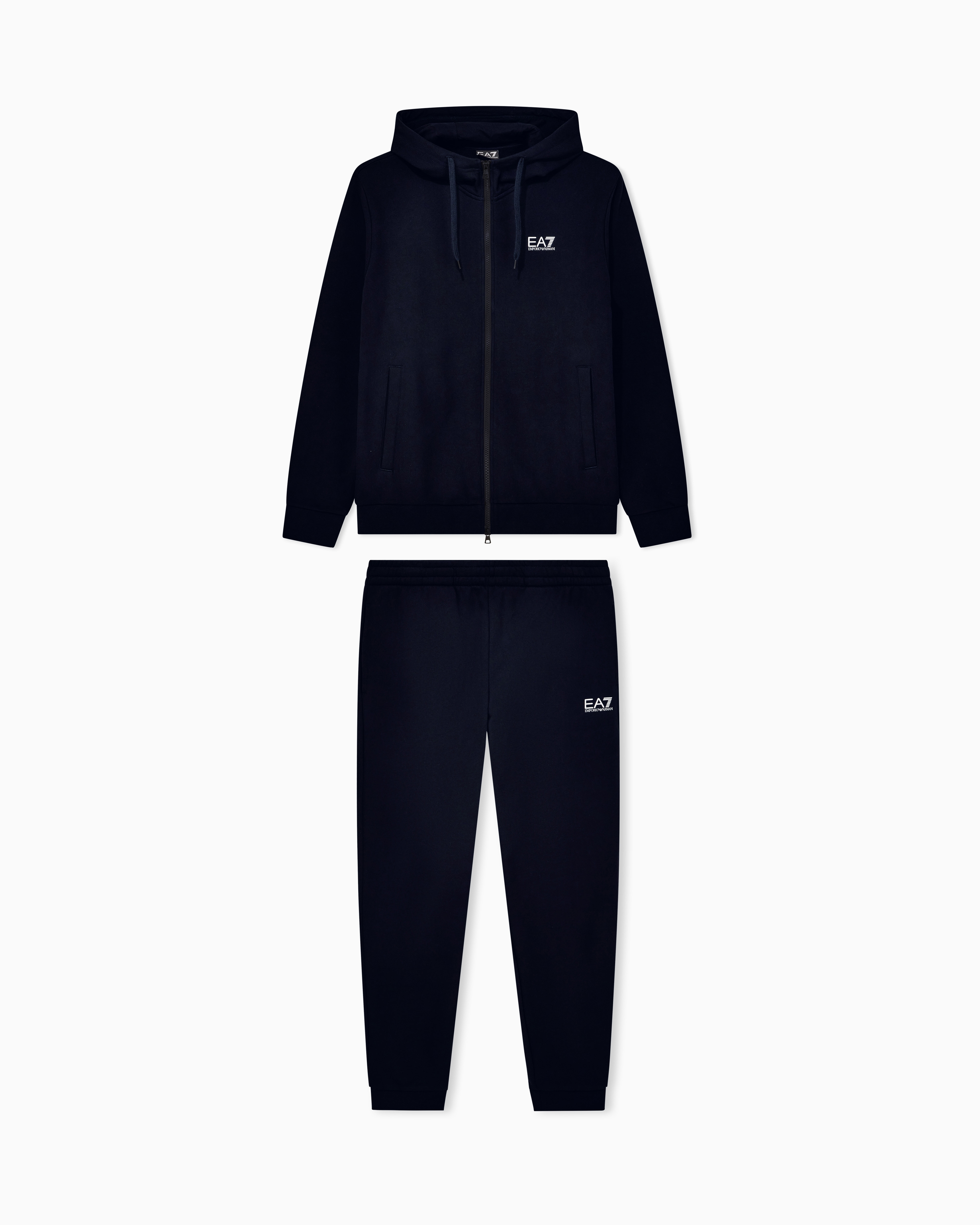 Ea7 Blue Suit Tracksuit With Hood And Zip Core Identity