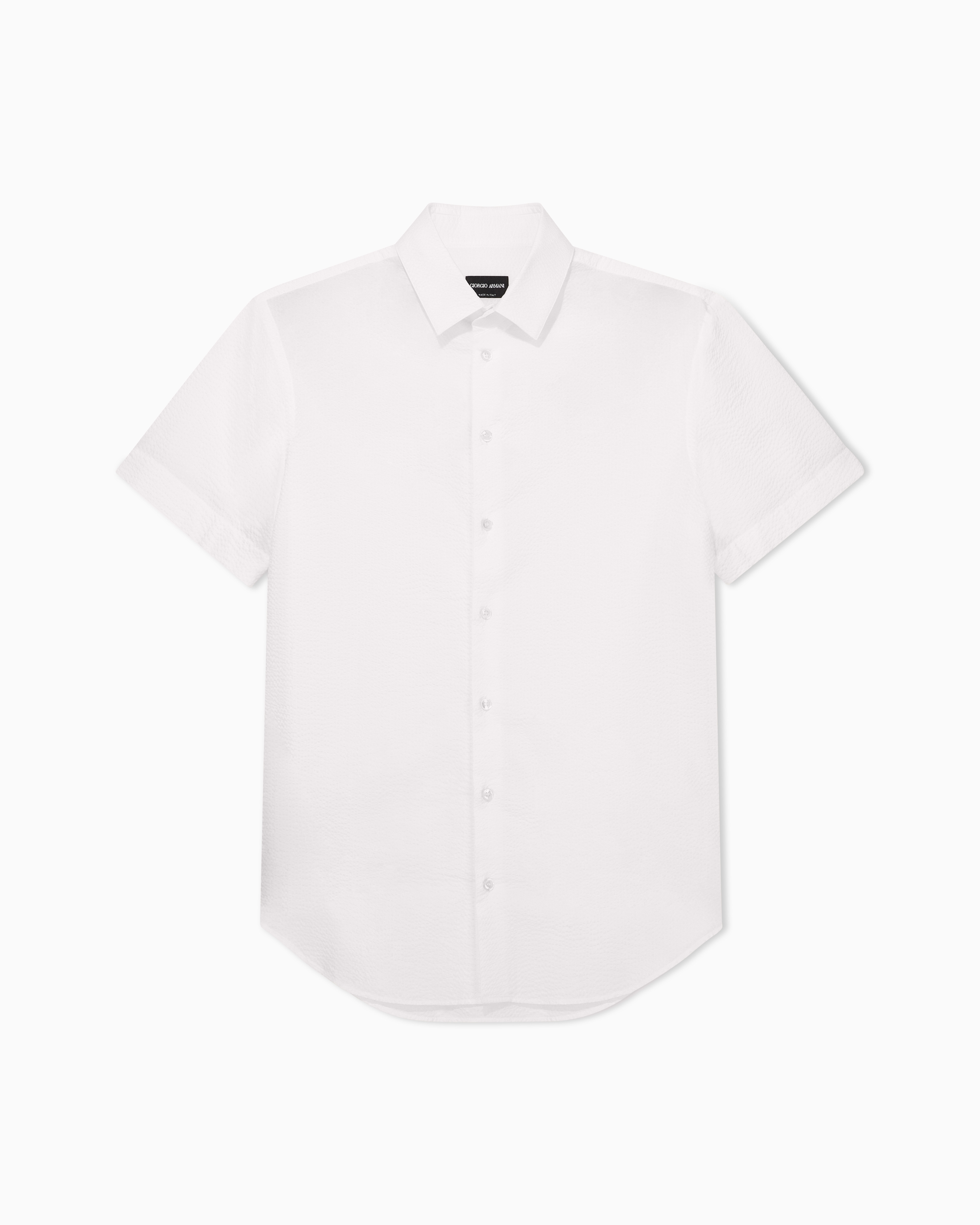 Giorgio Armani Camicia Regular Fit A Maniche Corte In Cotone Seersucker