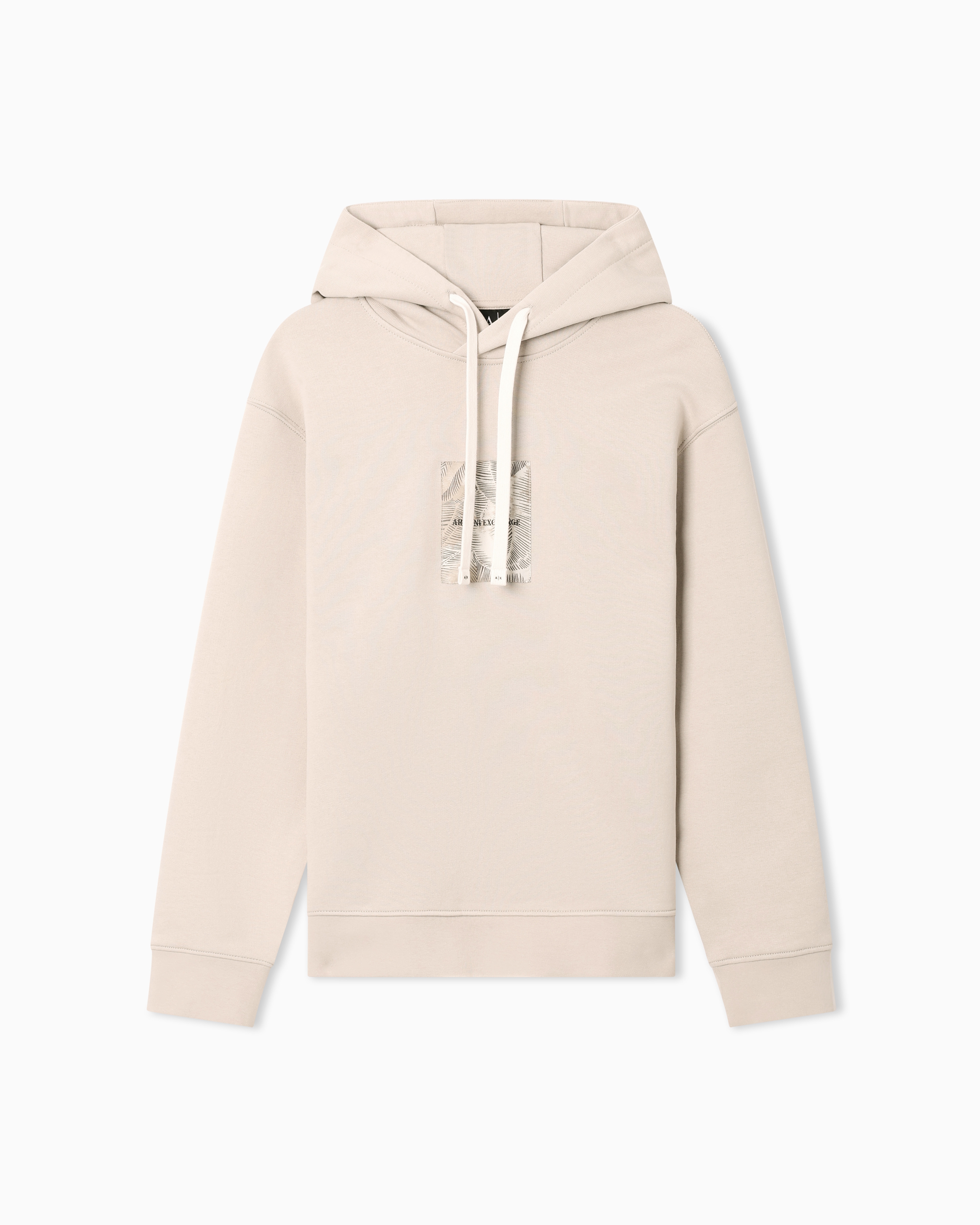 Armani Exchange Beige Cotton French Terry Hoodie