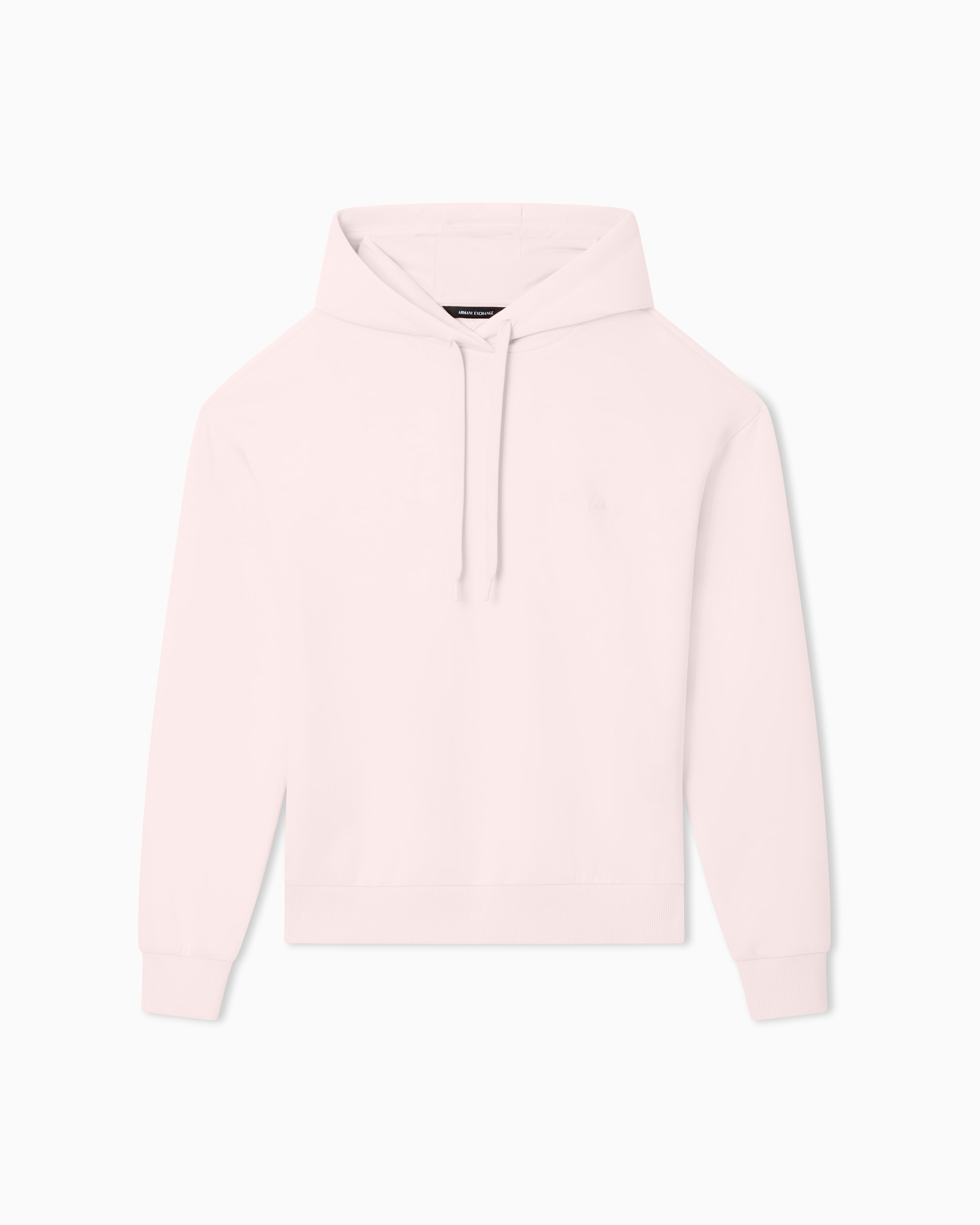 Armani Exchange Pink Scuba Hoodie With Lettering Logo