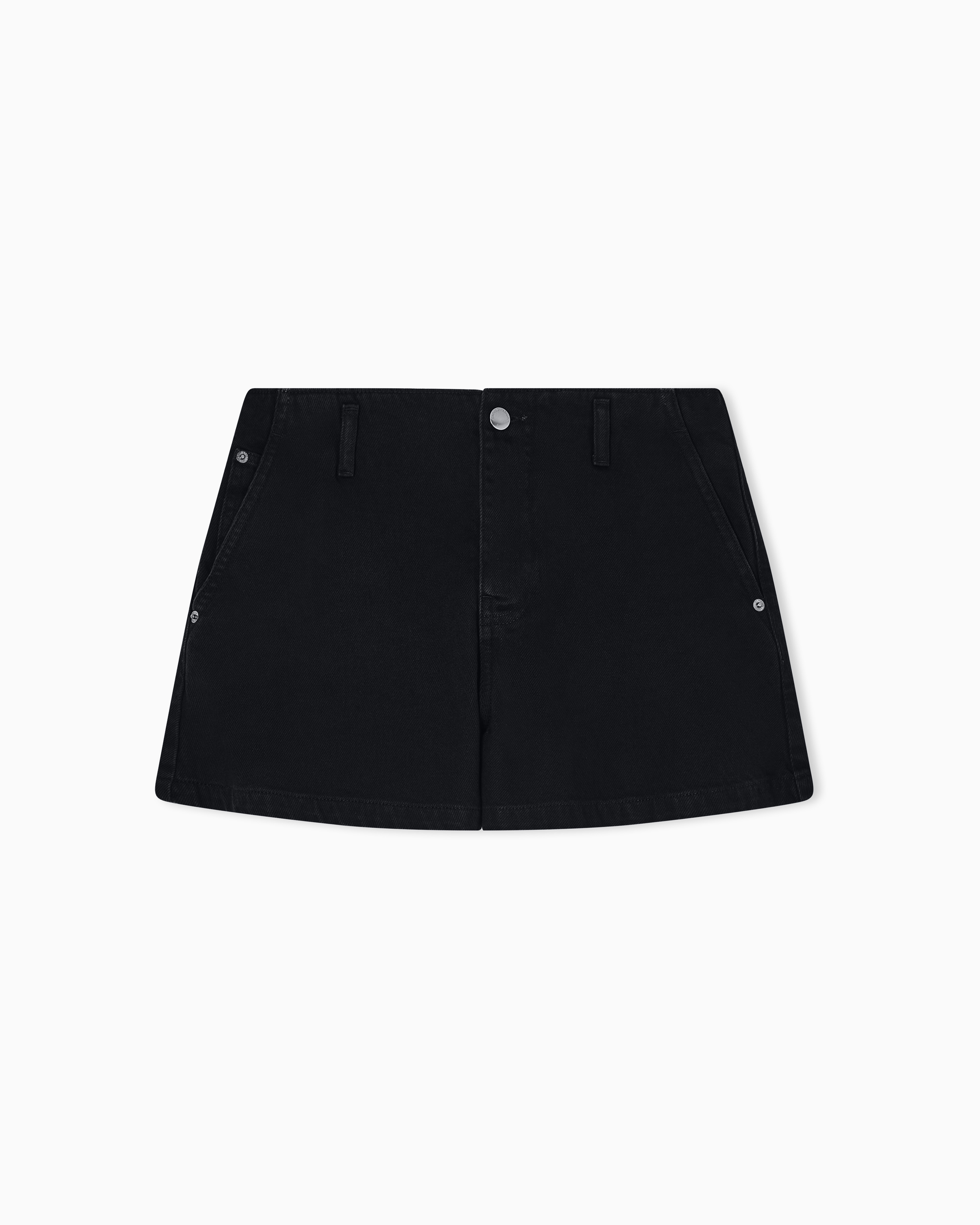 Emporio Armani Black Regular-Fit Shorts In Garment-Dyed Drill
