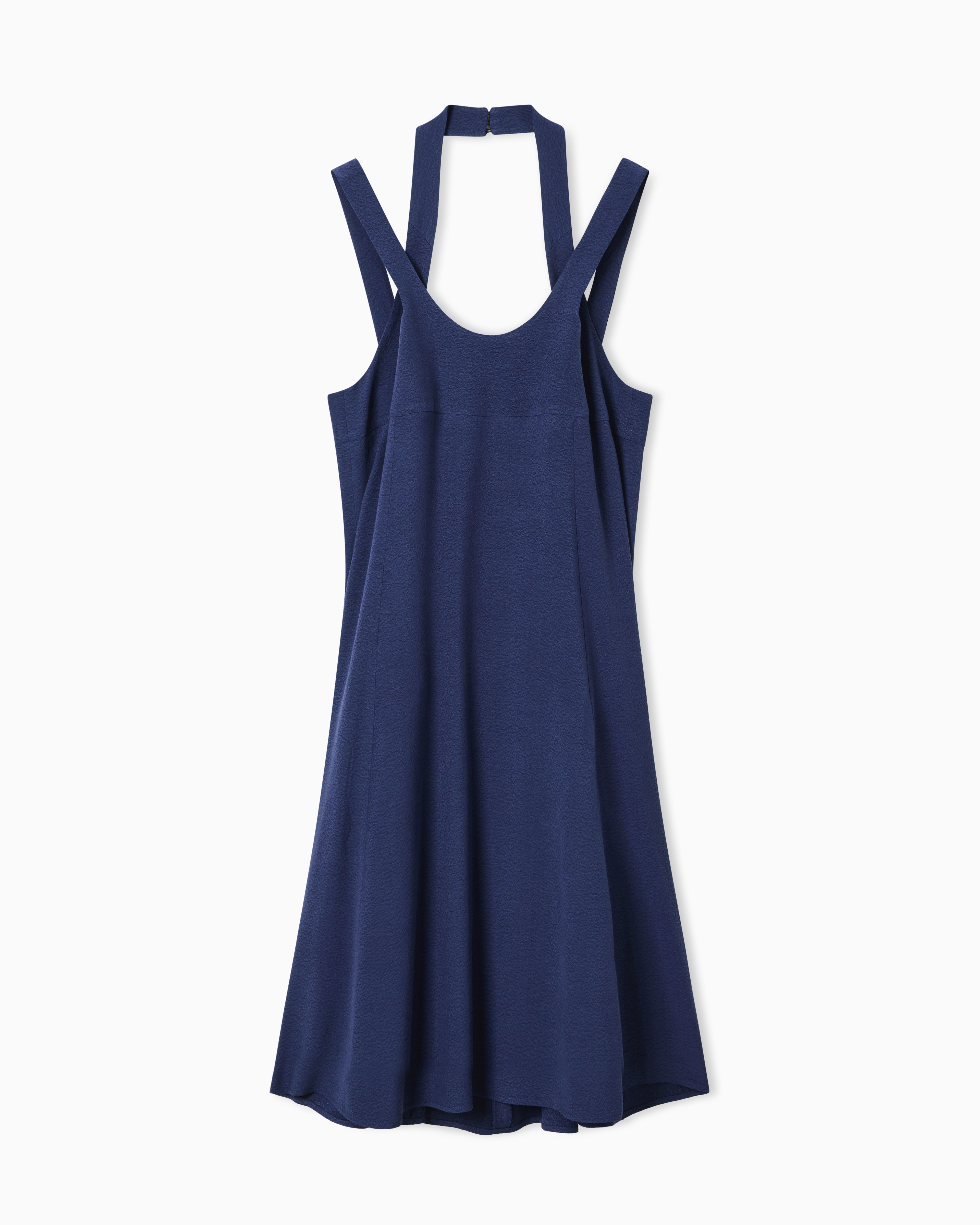 Emporio Armani Blue Flowing Micro Leopard Spot Jacquard Dress