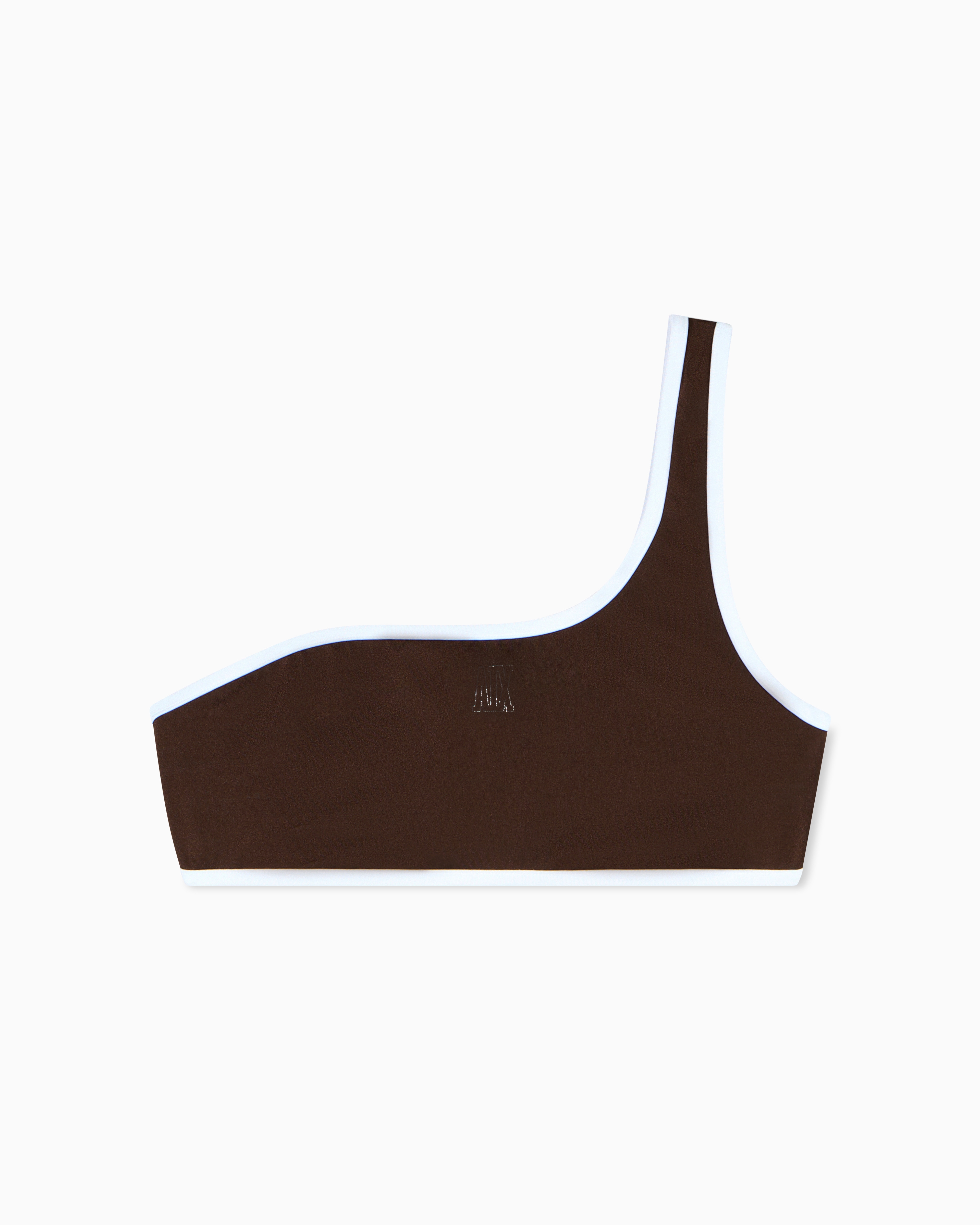 Armani Exchange Brown Bikini Top In Technical Fabric